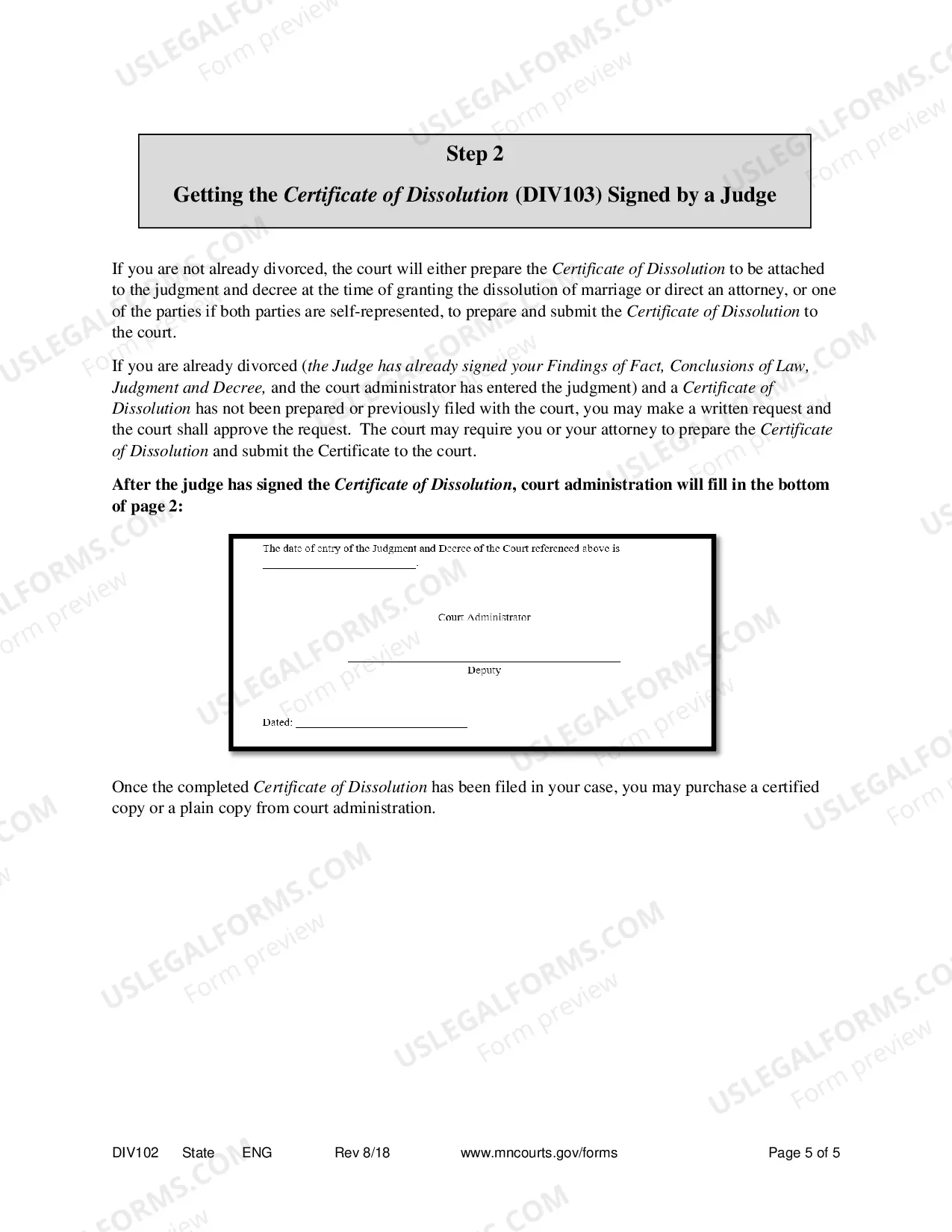 Preview Instructions - Completing Certificate of Dissolution Form