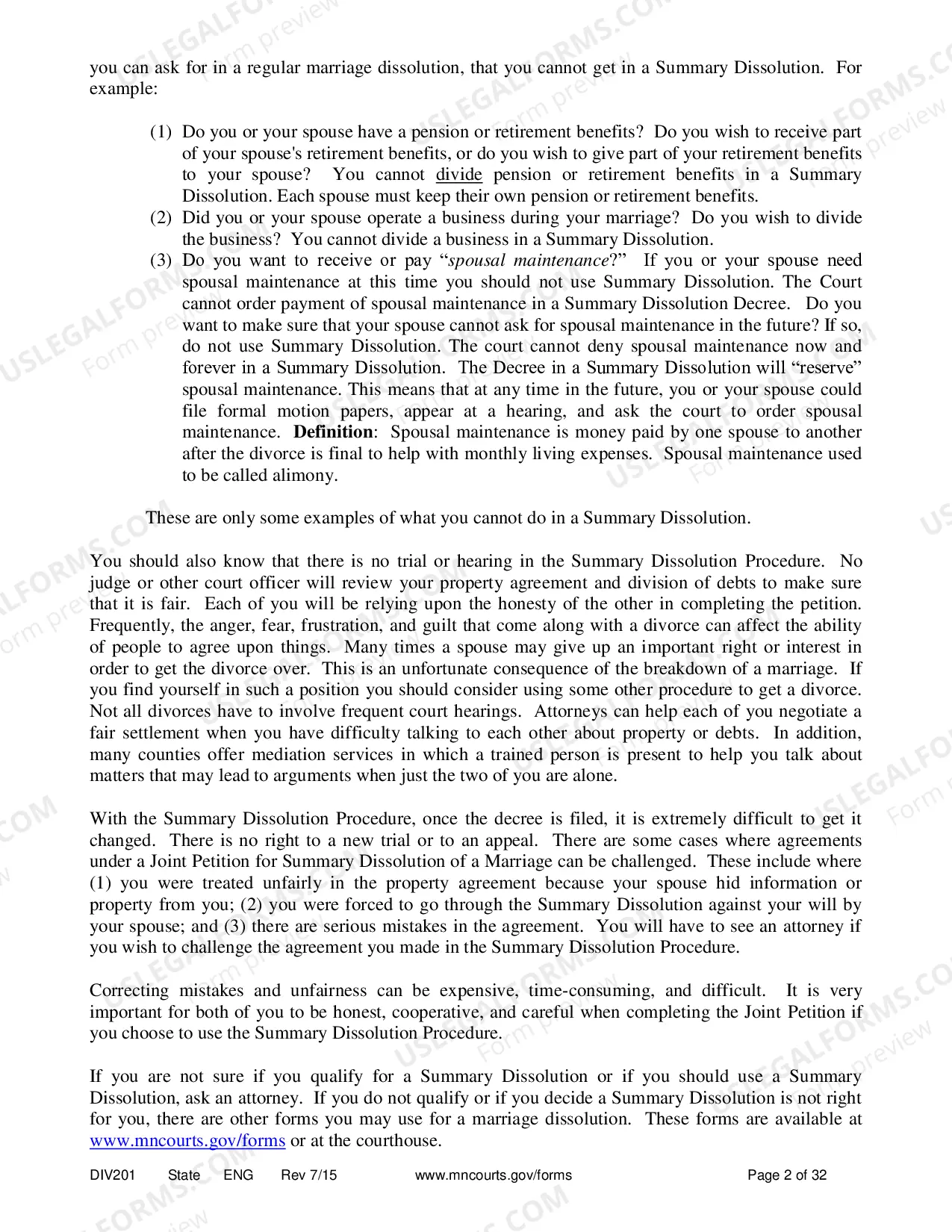 Preview Instructions - Summary Dissolution
