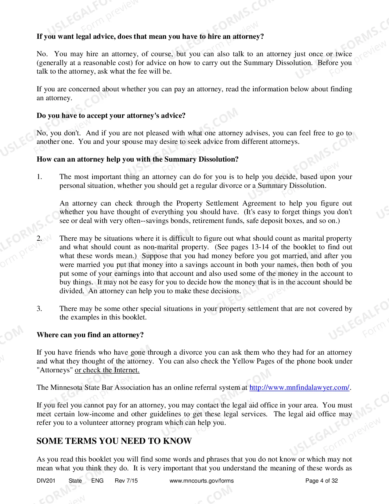 Preview Instructions - Summary Dissolution