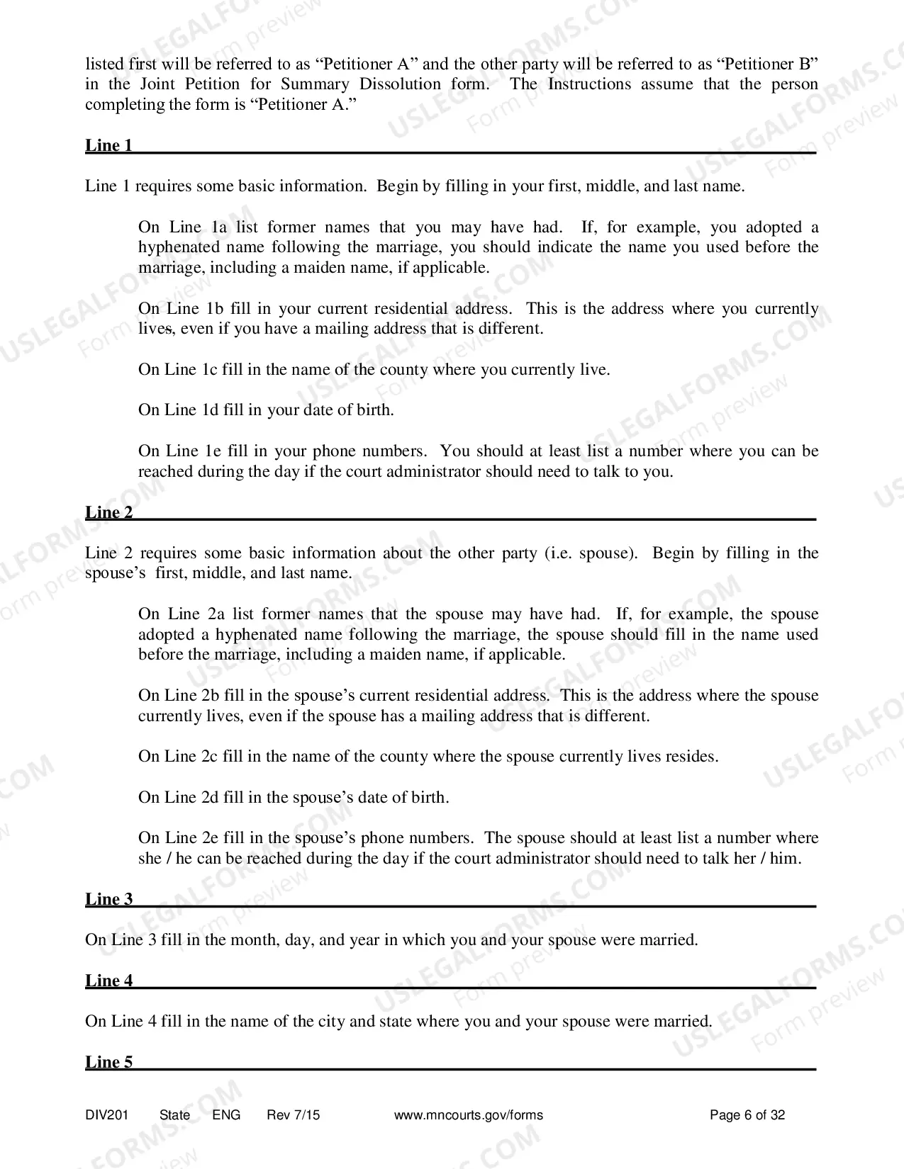 Preview Instructions - Summary Dissolution