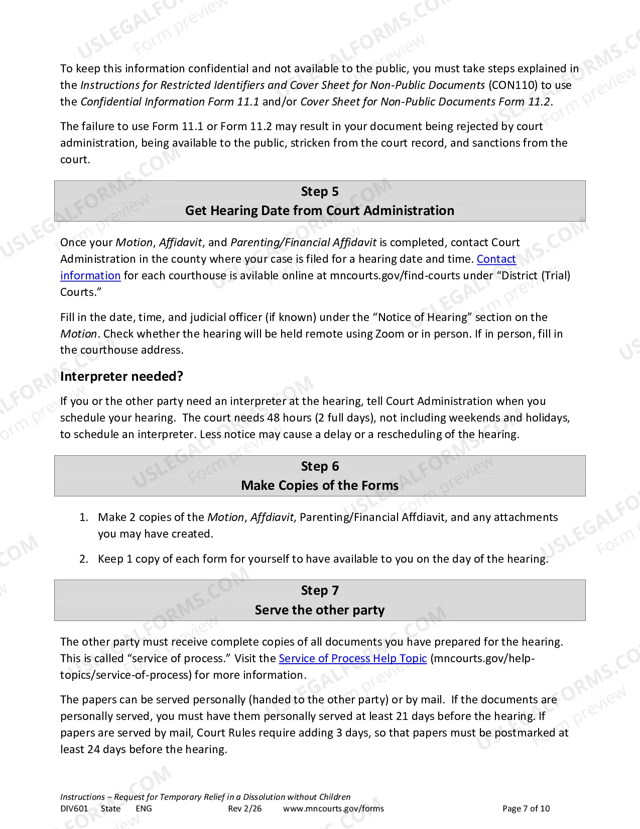 Preview Instructions - Temporary Relief Without Children