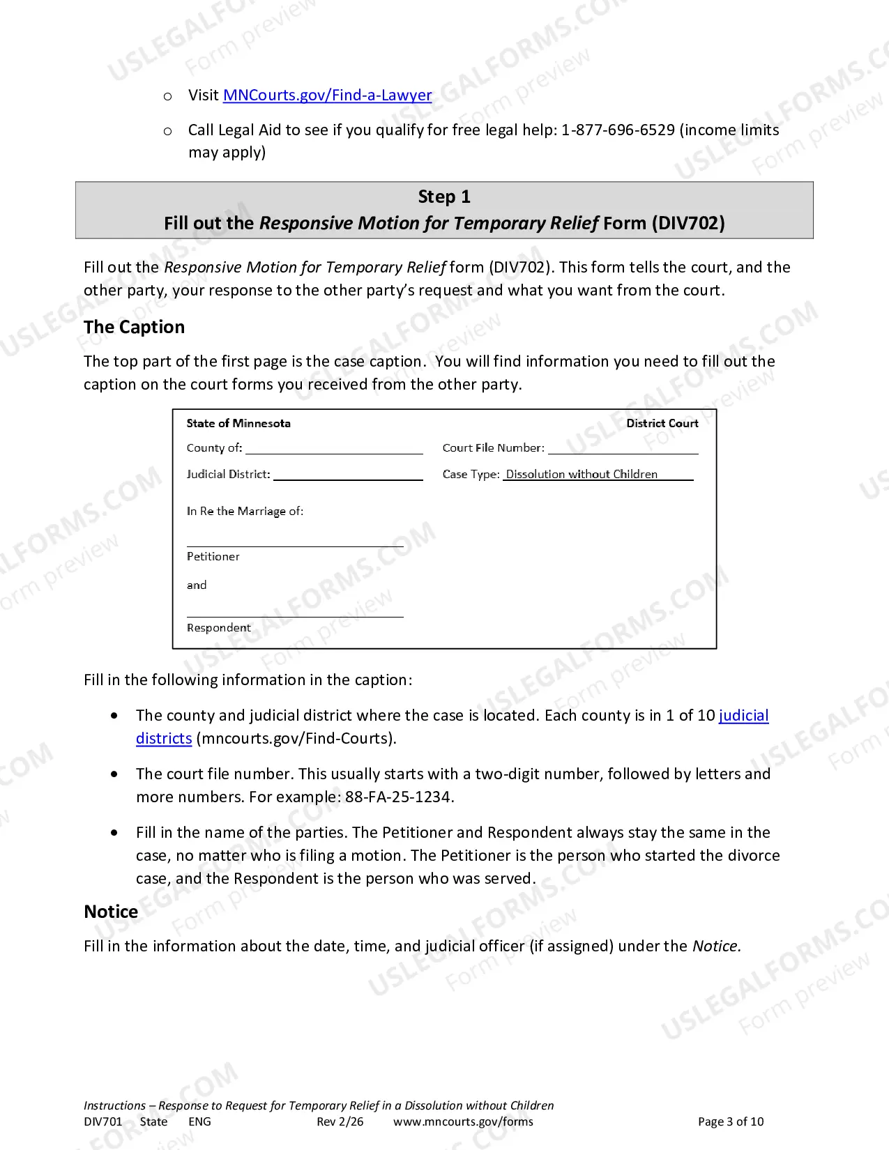 Preview Instructions - Response to Temporary Relief without Children
