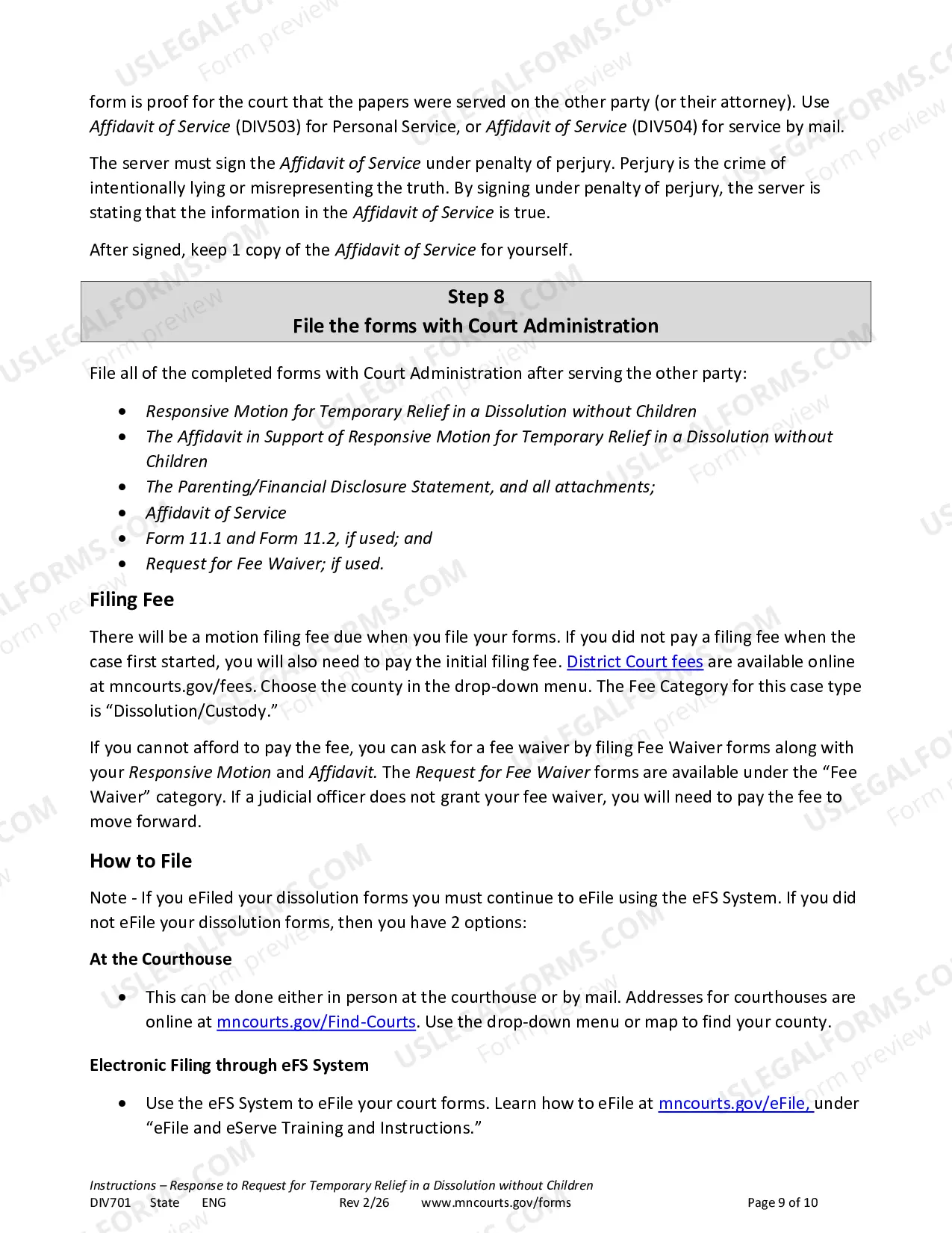 Preview Instructions - Response to Temporary Relief without Children