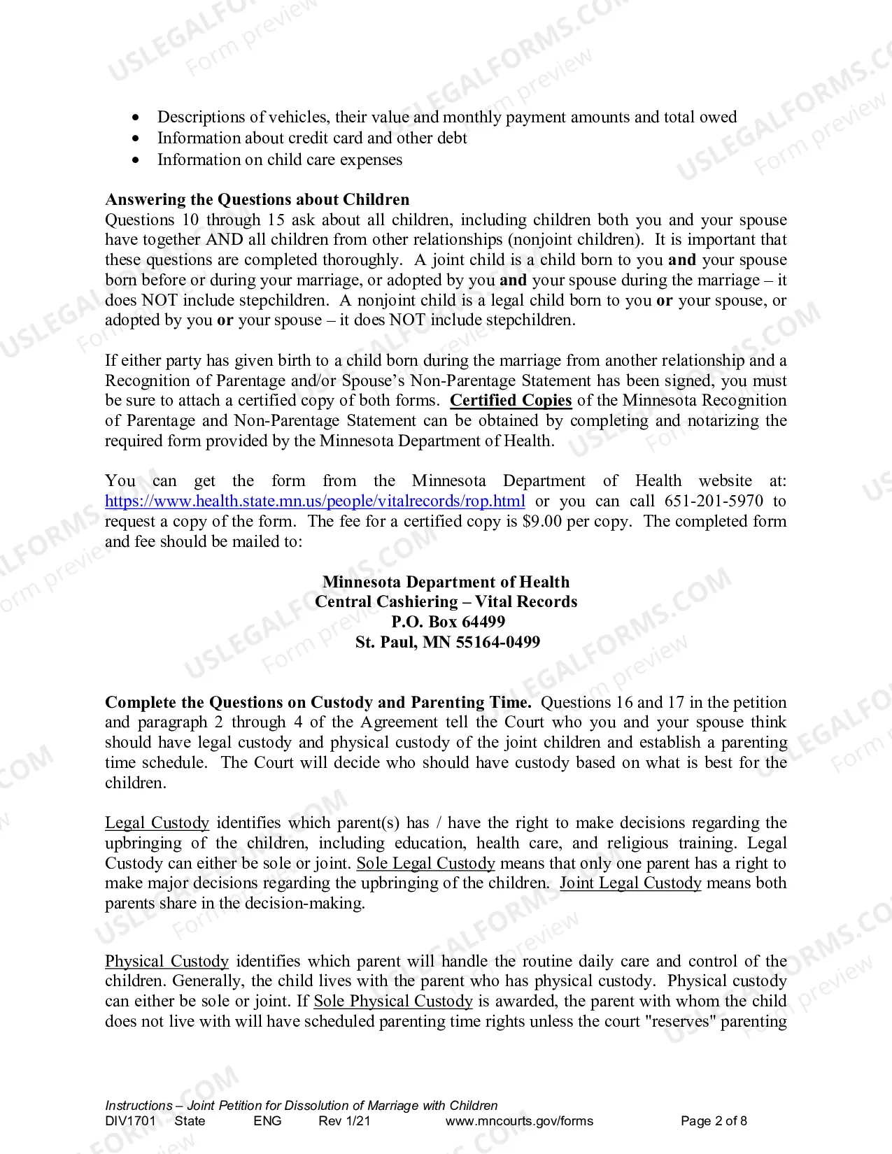 Preview Instructions for Joint Petition for Dissolution of Marriage With Children