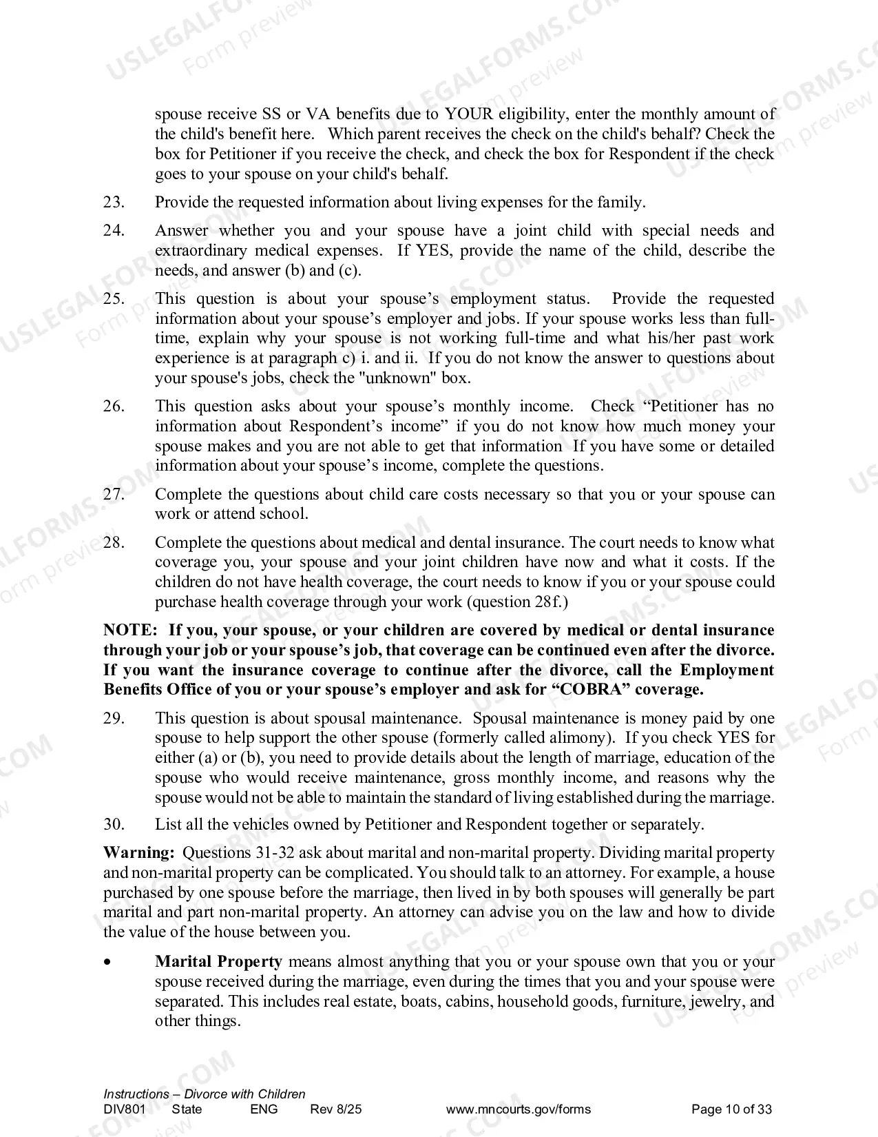 Preview Instructions - Dissolution with Children
