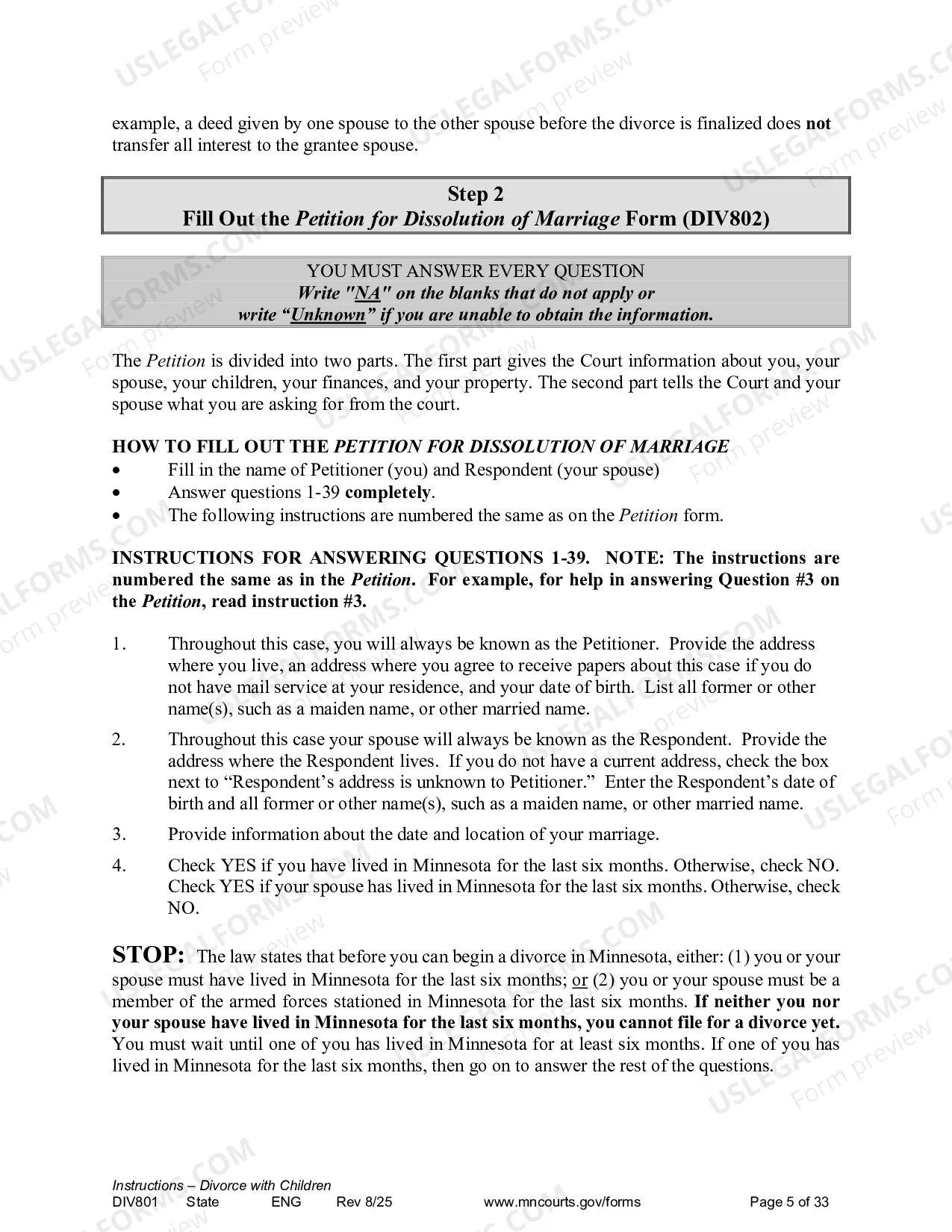 Preview Instructions - Dissolution with Children