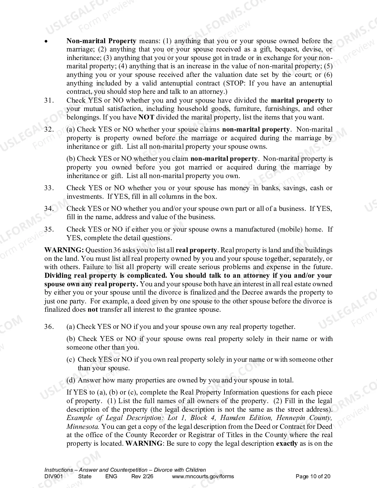 Preview Instructions - Answer and Counter Petition