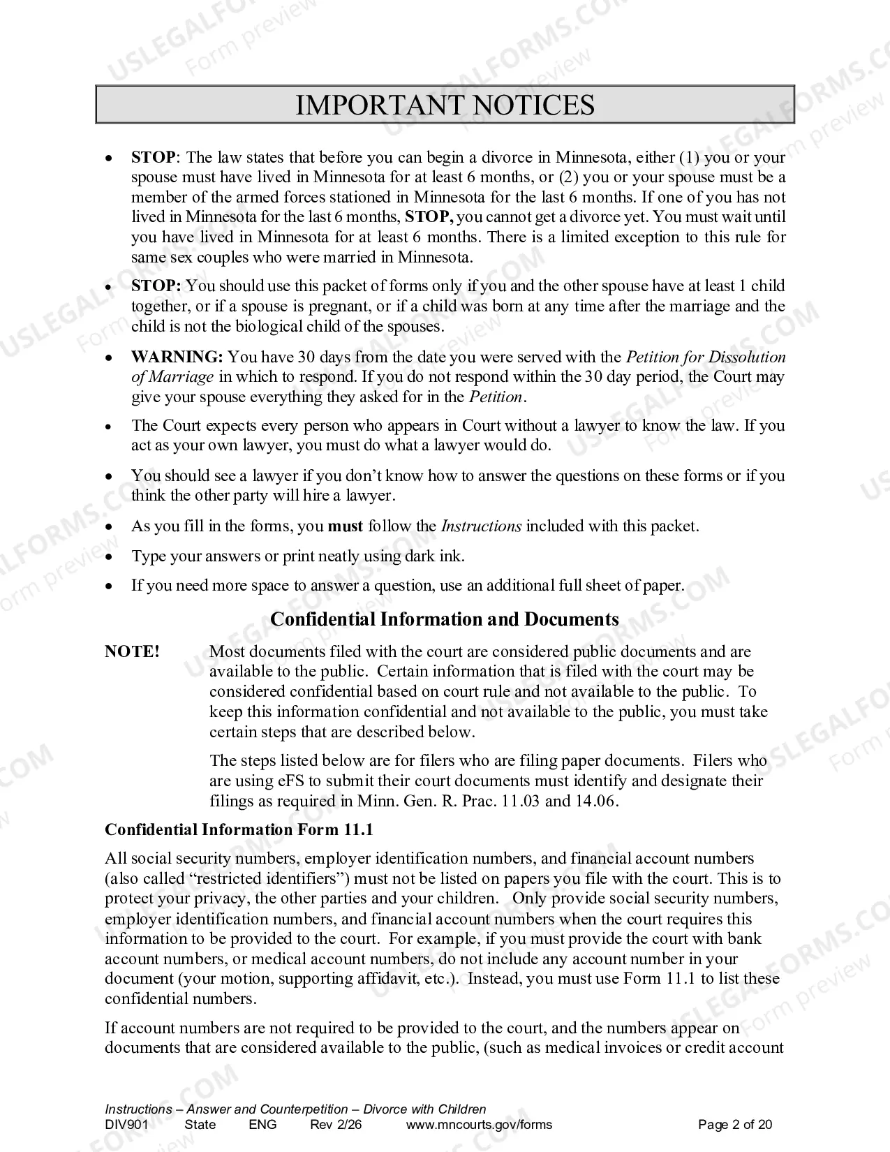 Preview Instructions - Answer and Counter Petition