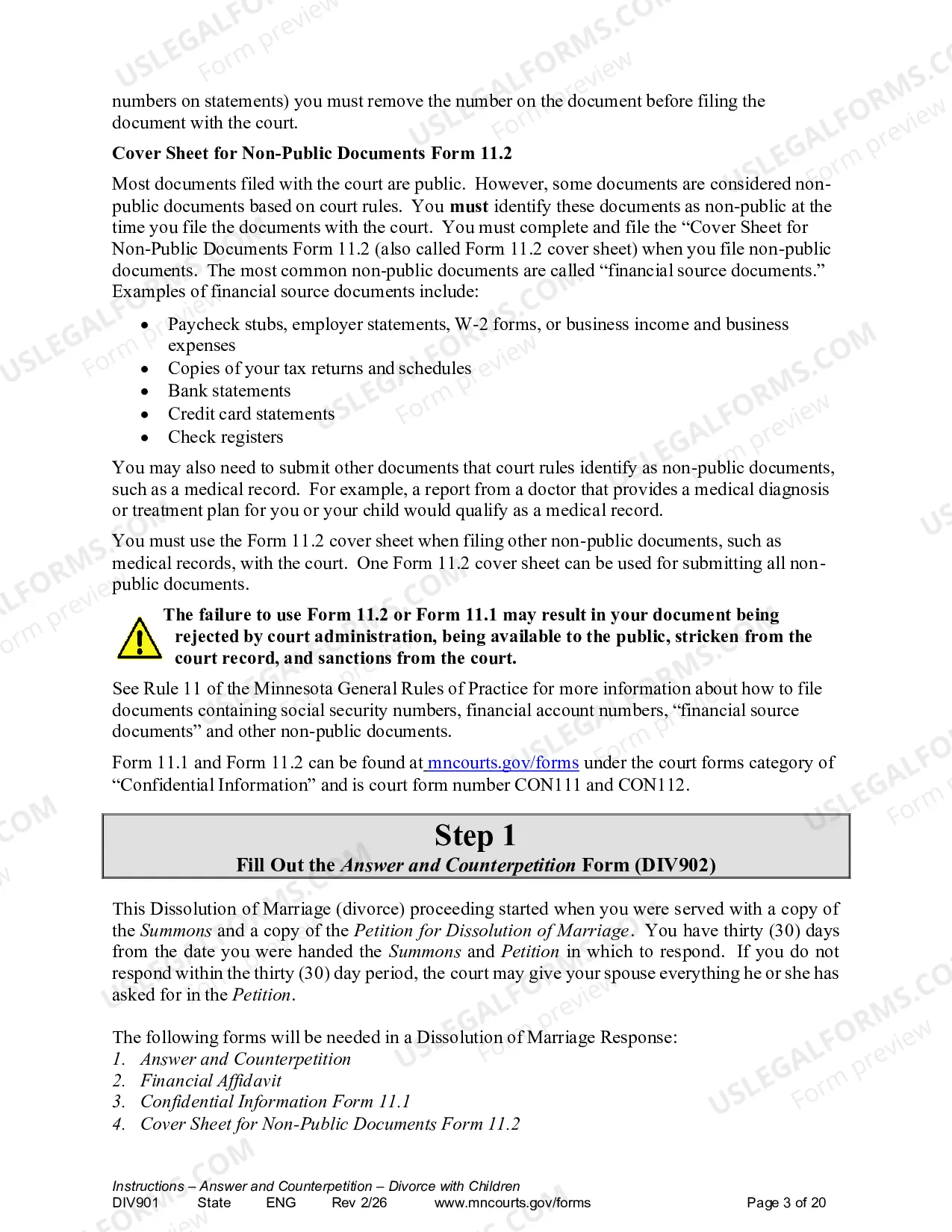 Preview Instructions - Answer and Counter Petition