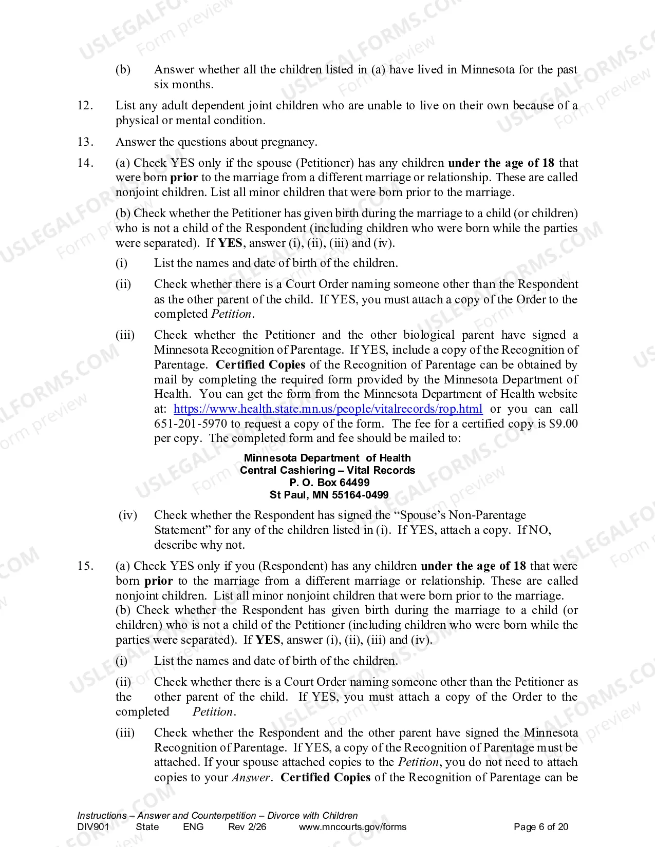 Preview Instructions - Answer and Counter Petition