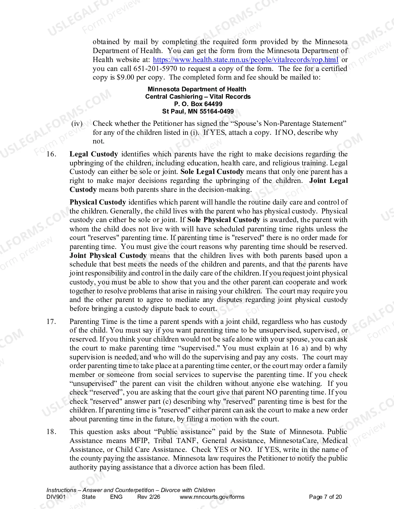 Preview Instructions - Answer and Counter Petition