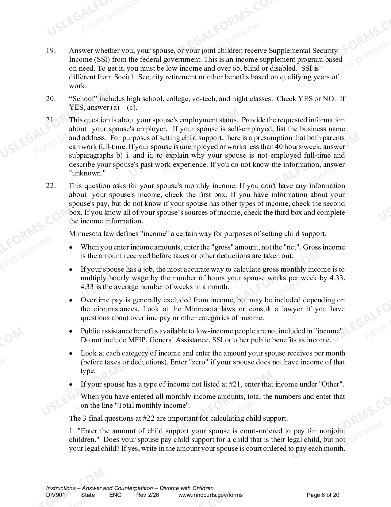 Preview Instructions - Answer and Counter Petition
