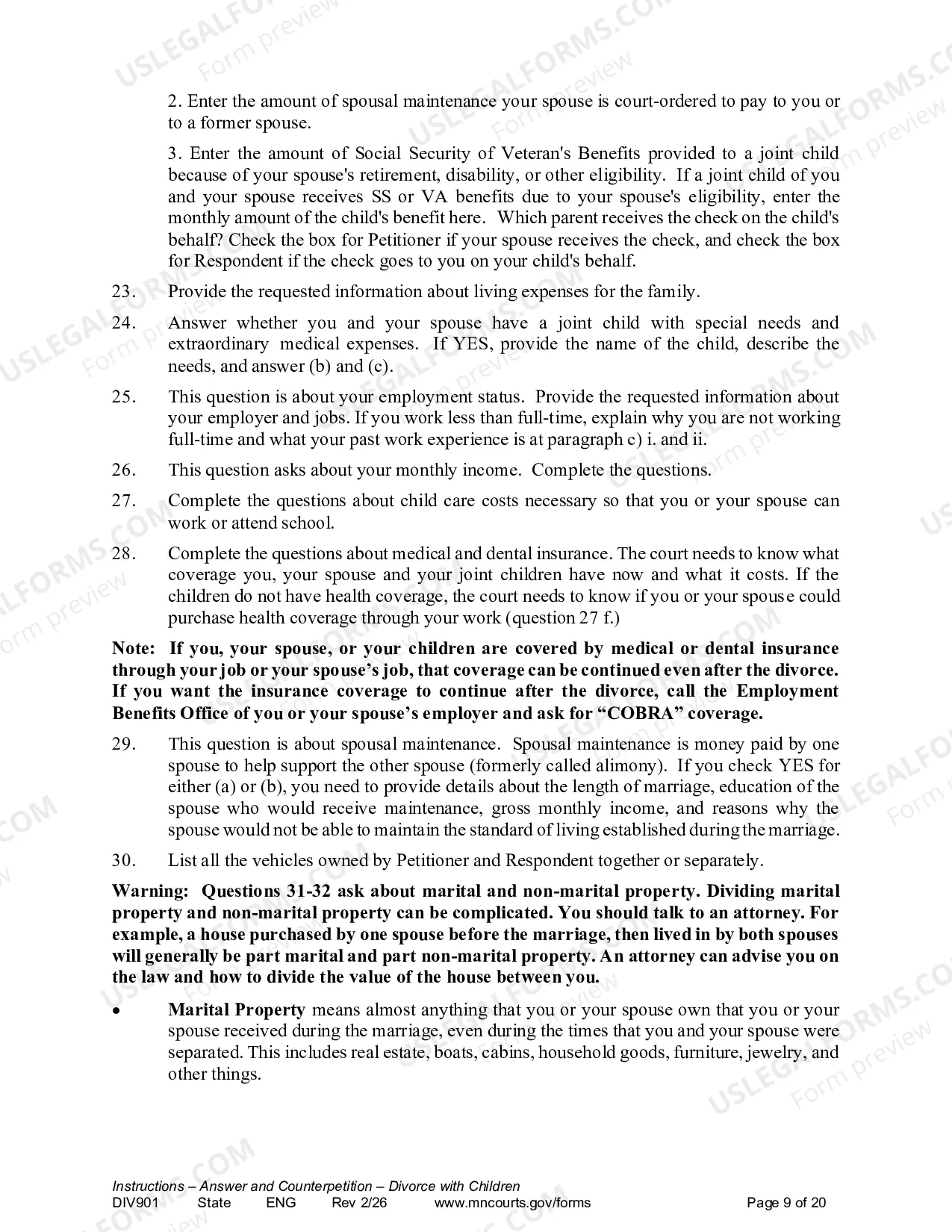 Preview Instructions - Answer and Counter Petition