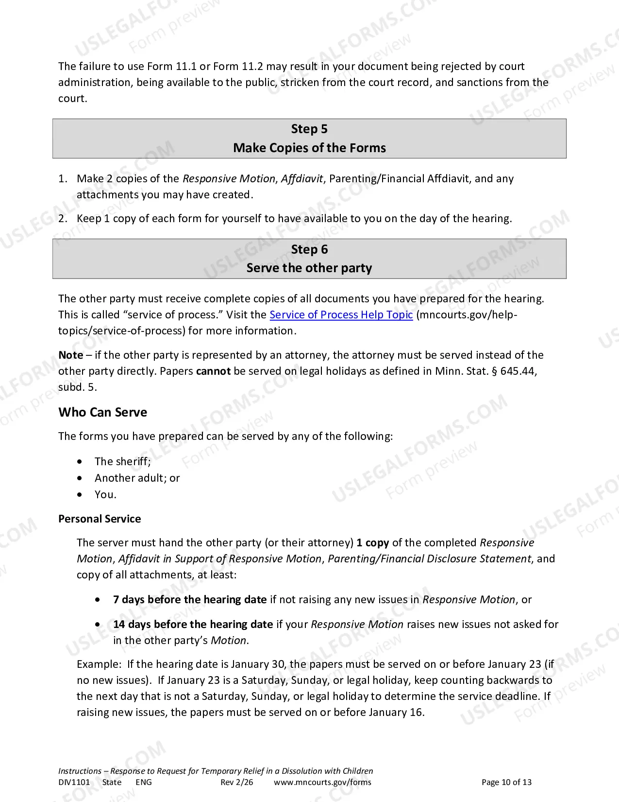 Preview Instructions - Response to Temporary Relief with Children