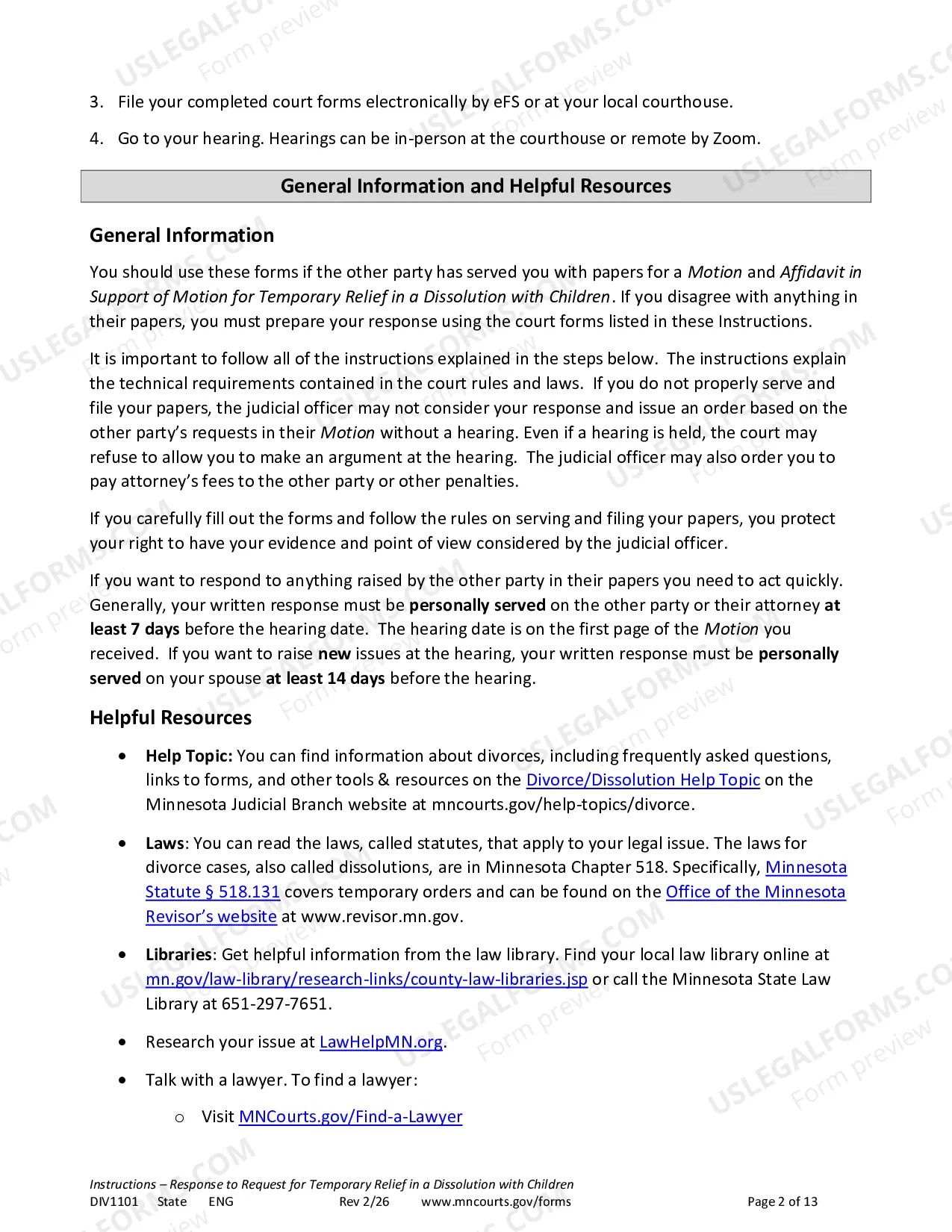 Preview Instructions - Response to Temporary Relief with Children