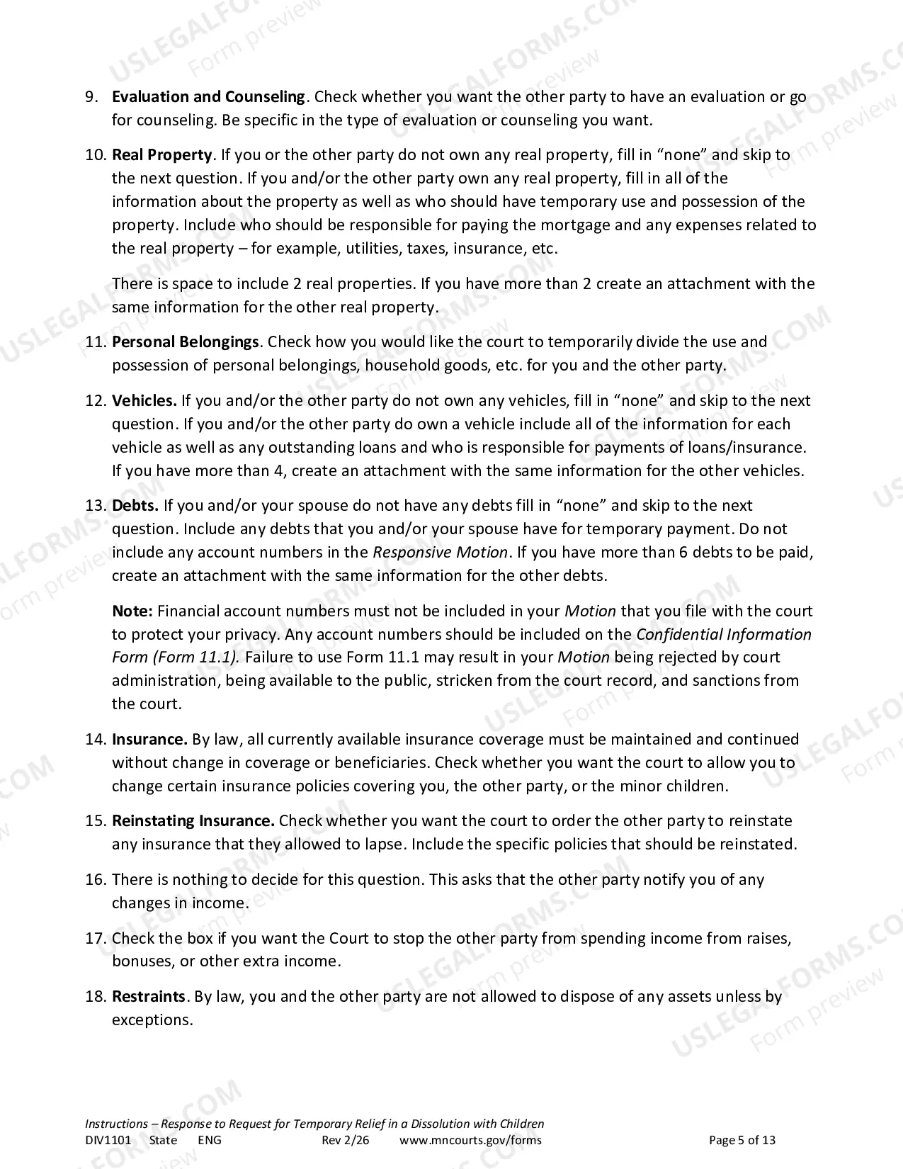 Preview Instructions - Response to Temporary Relief with Children