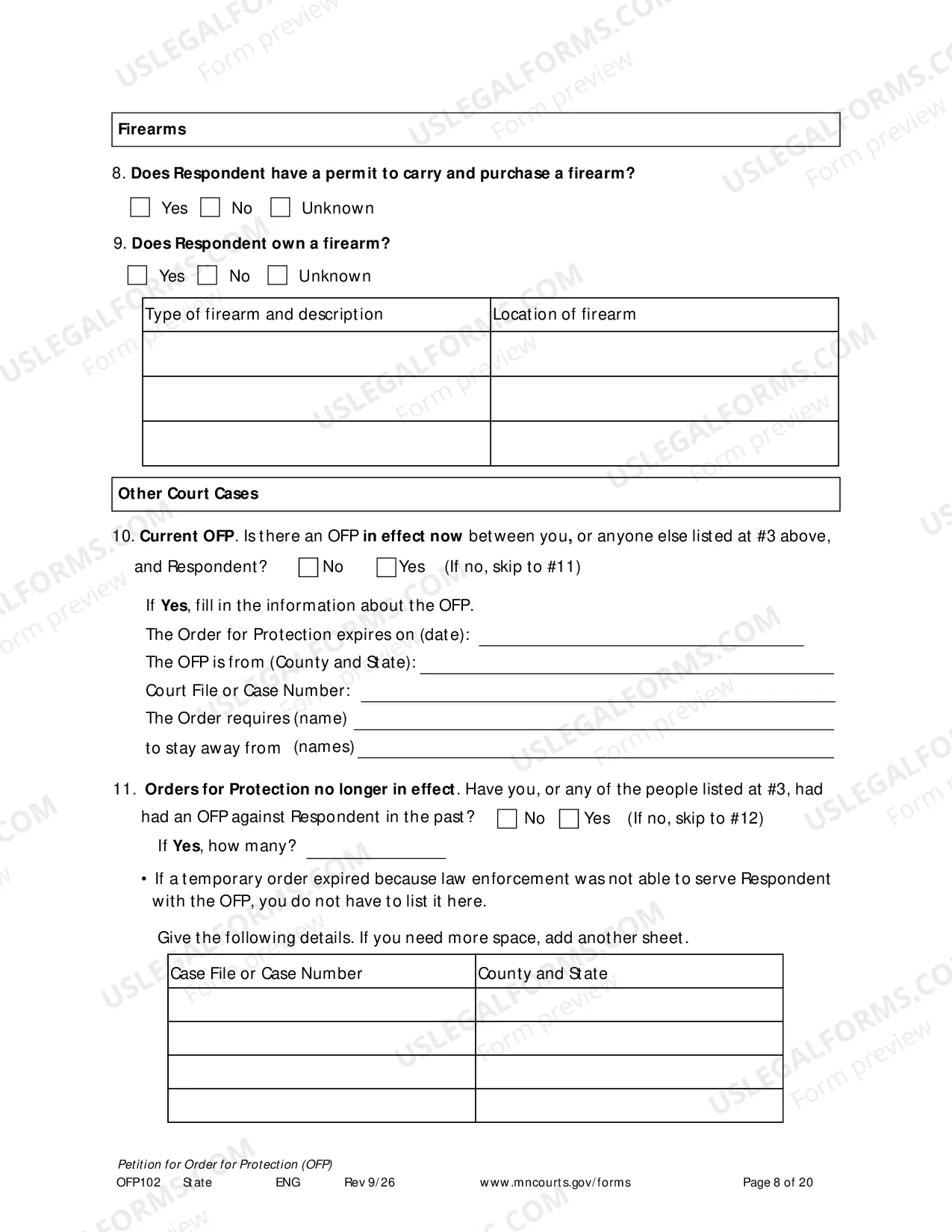 Preview Petitioners Affidavit and Petition For Order For Protection
