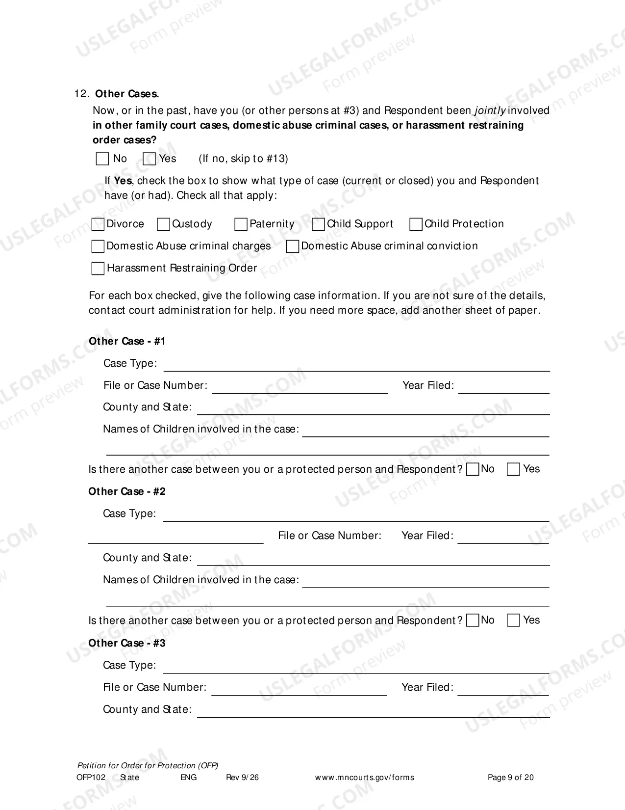 Preview Petitioners Affidavit and Petition For Order For Protection