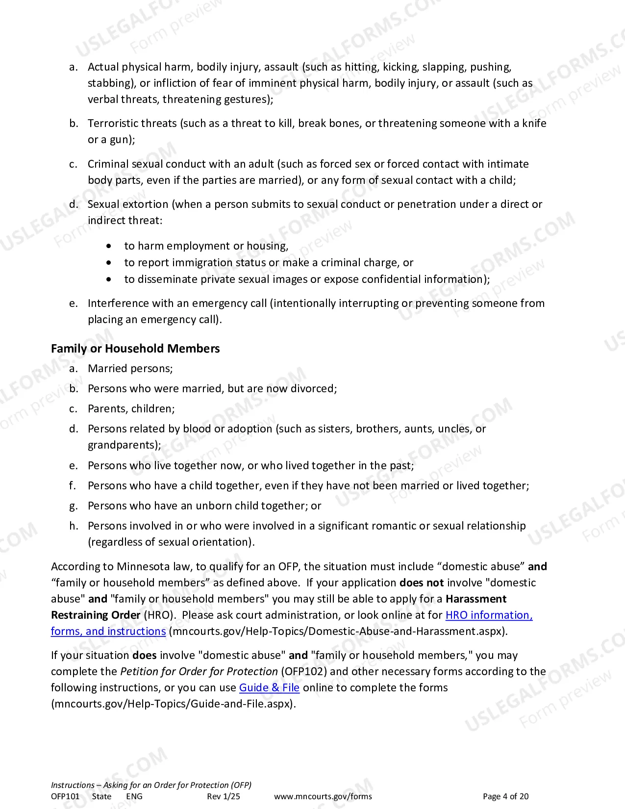 Preview Instructions - Applying for an Order for Protection