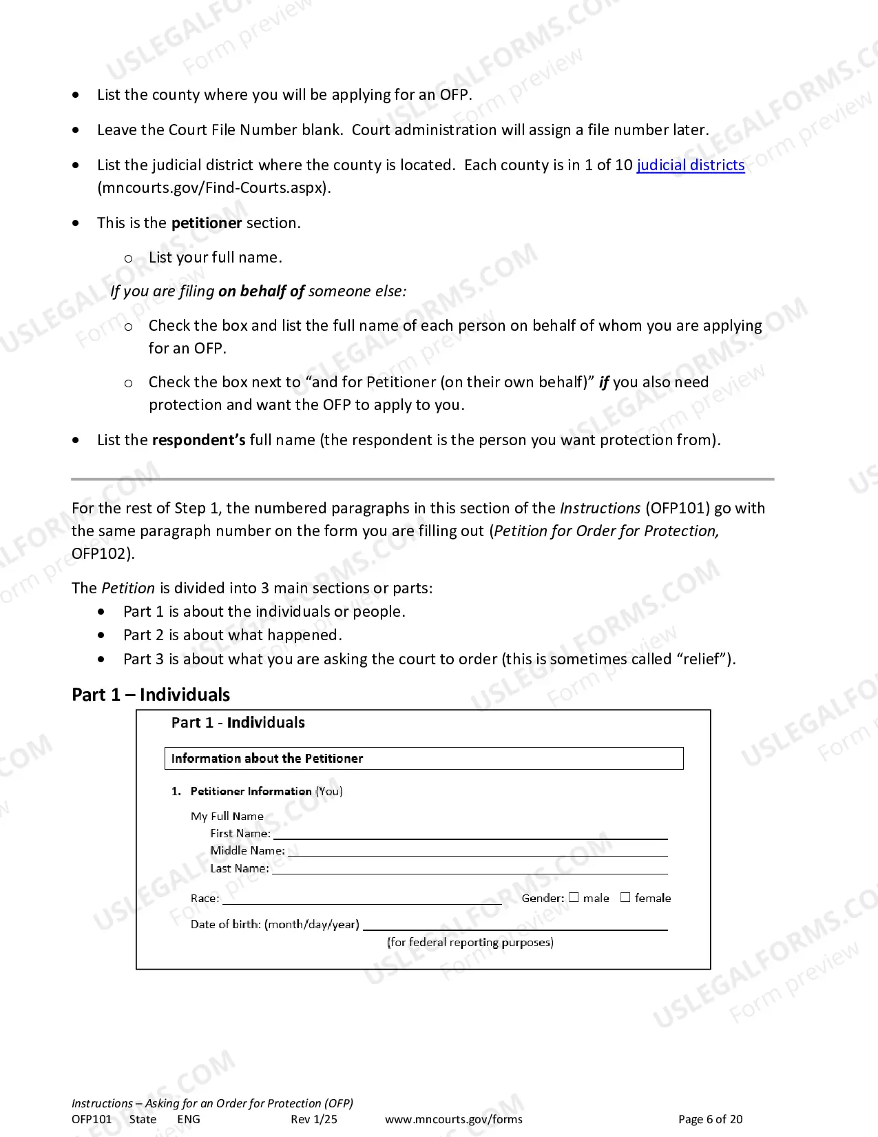 Preview Instructions - Applying for an Order for Protection