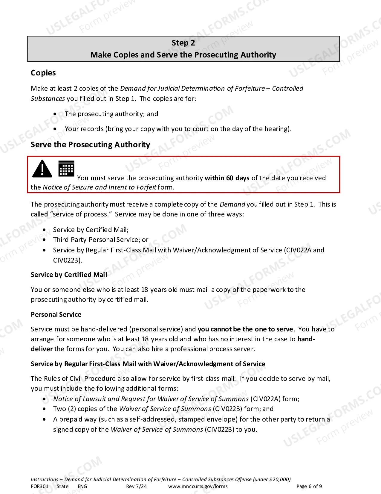 Preview Instructions - Conciliation Court Review of Property Seized in Drug Arrest ($15,000 or less)
