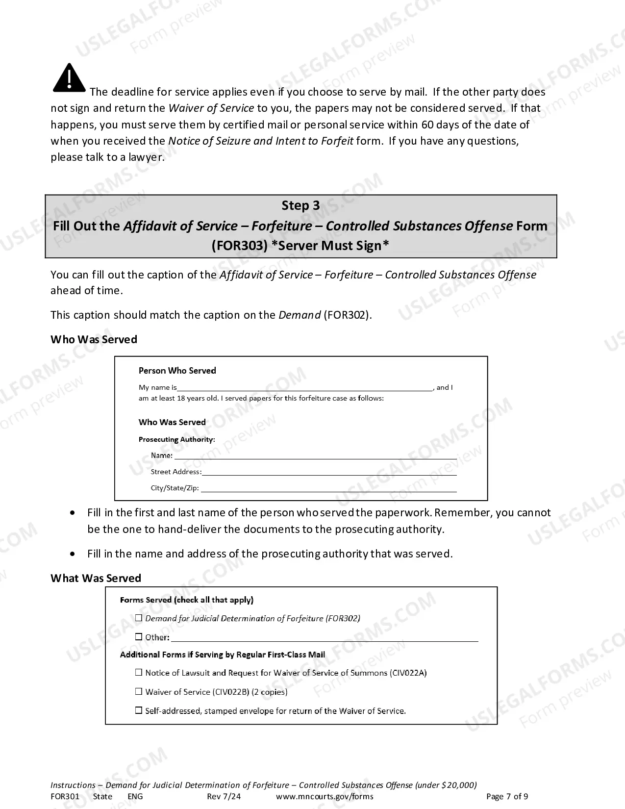 Preview Instructions - Conciliation Court Review of Property Seized in Drug Arrest ($15,000 or less)