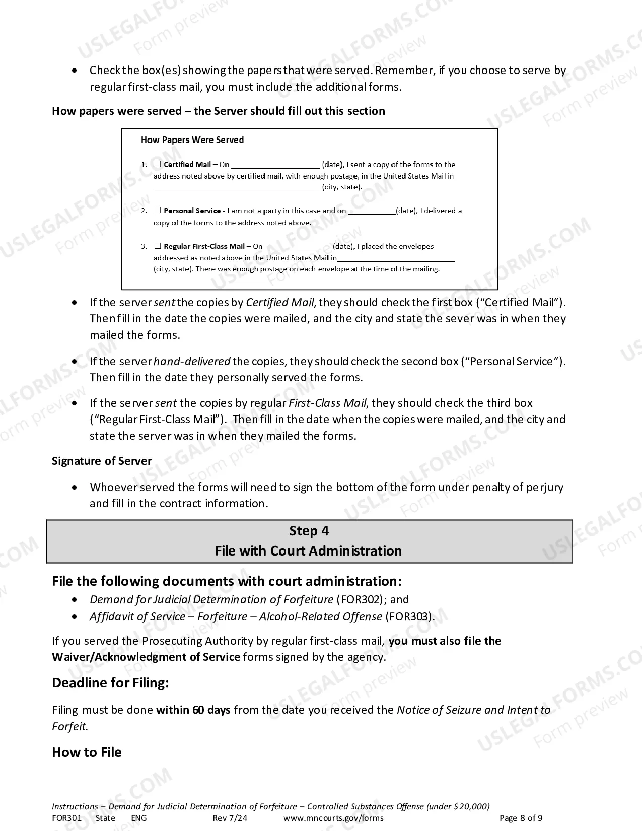 Preview Instructions - Conciliation Court Review of Property Seized in Drug Arrest ($15,000 or less)