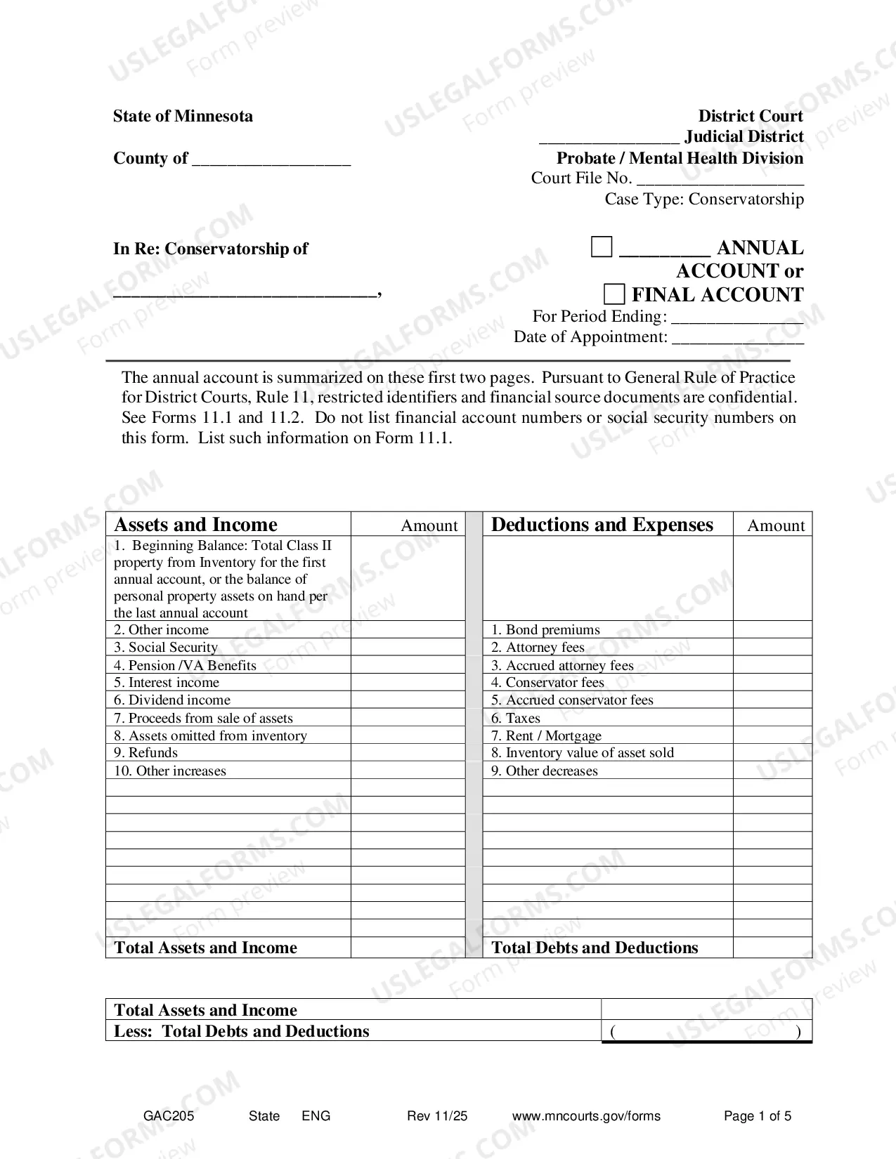 Preview Annual Account or Final Account
