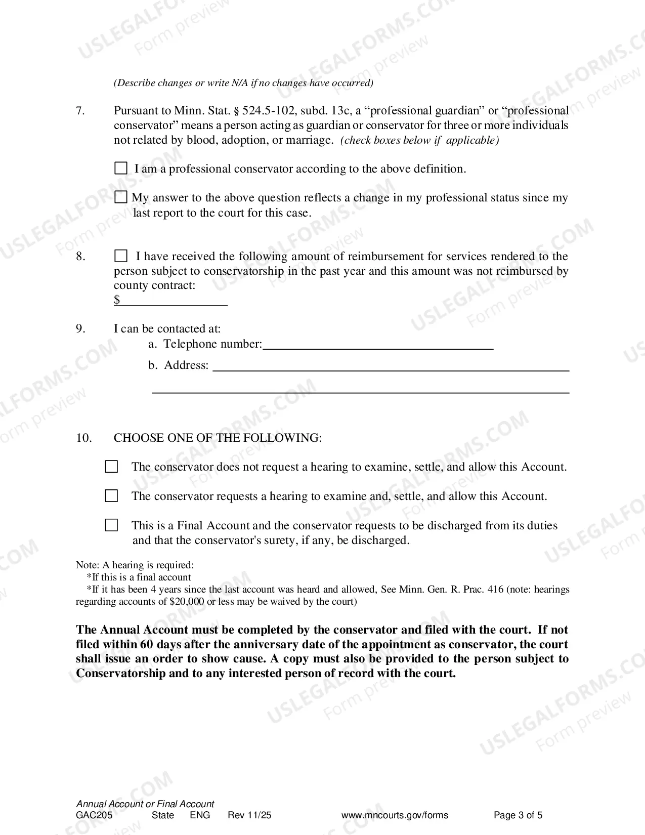 Preview Annual Account or Final Account