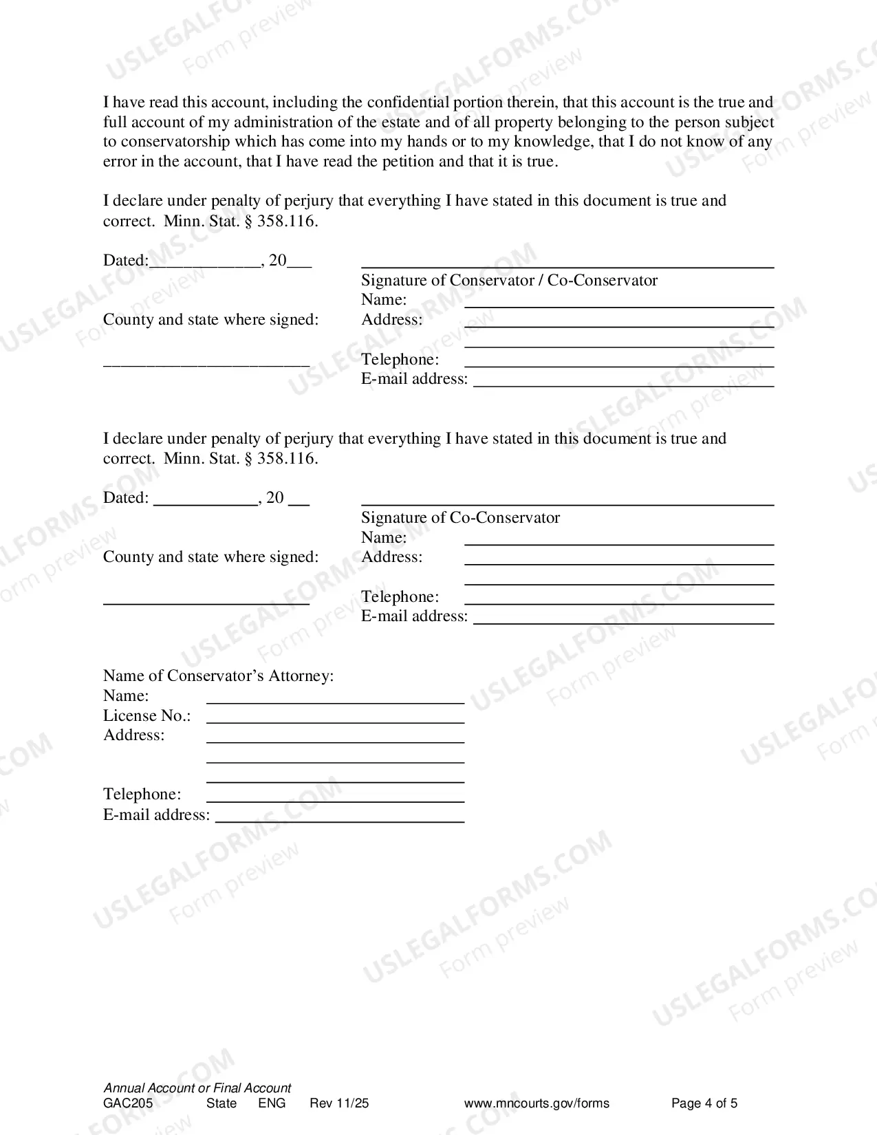 Preview Annual Account or Final Account