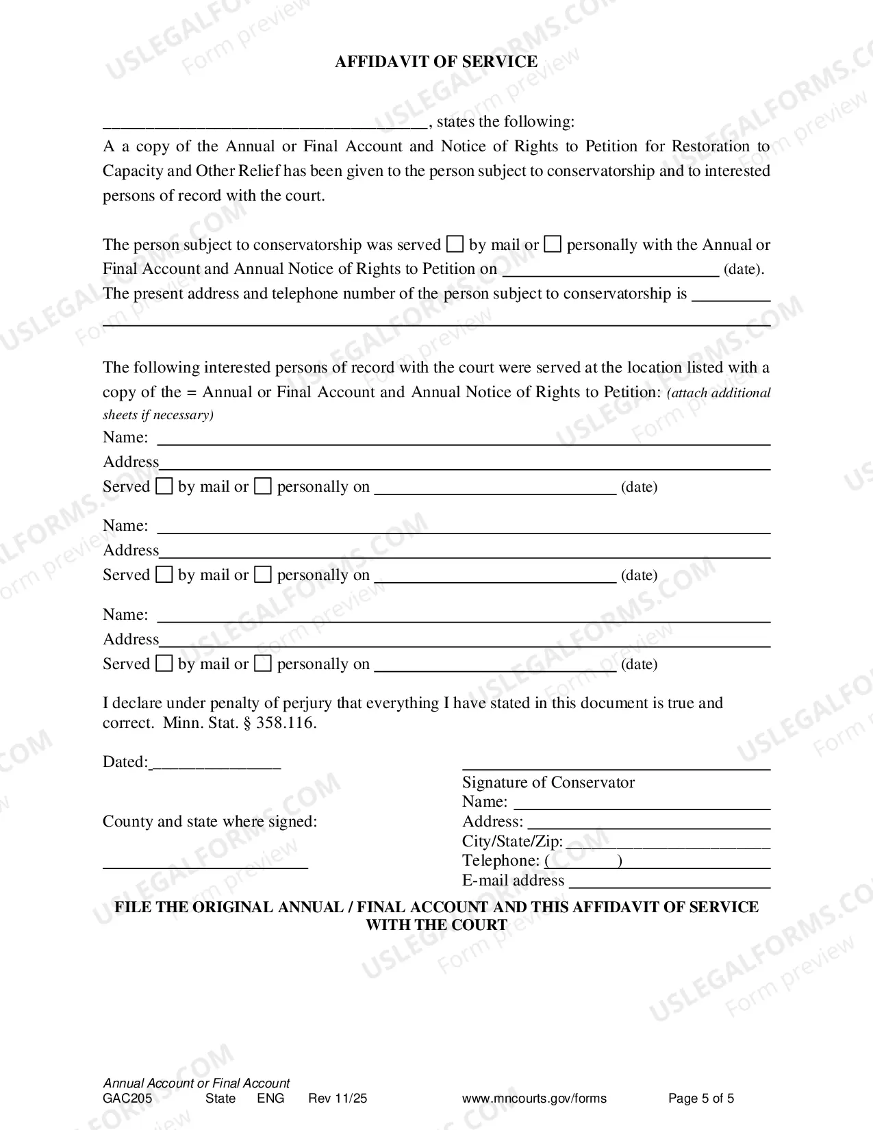 Preview Annual Account or Final Account