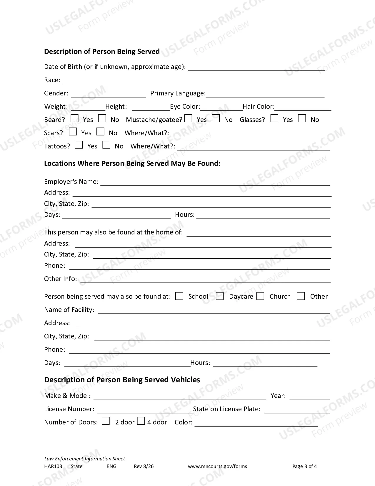 Preview Law Enforcement Sheet