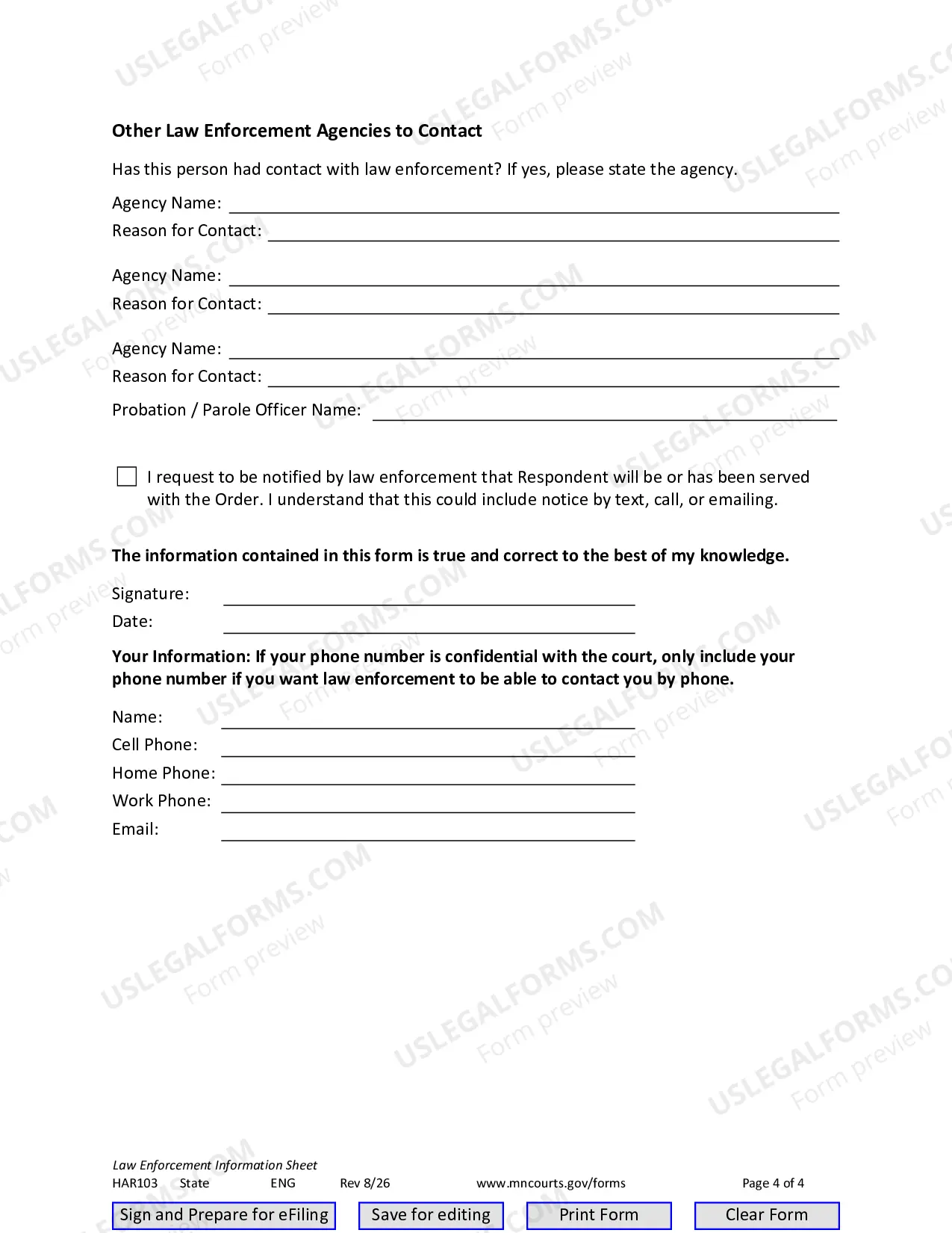 Preview Law Enforcement Sheet