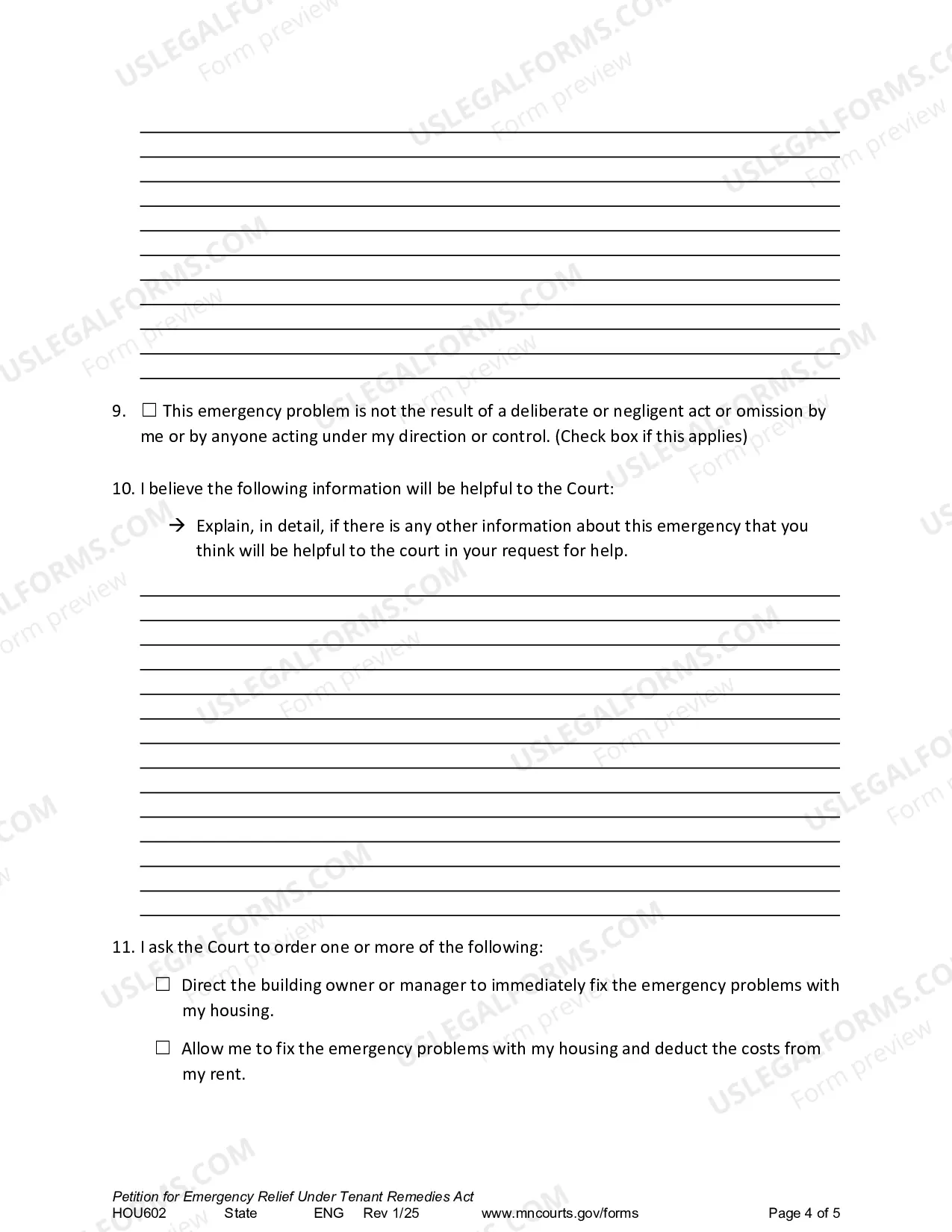 Preview Petition For Emergency Relief Under Tenant Remedies Act