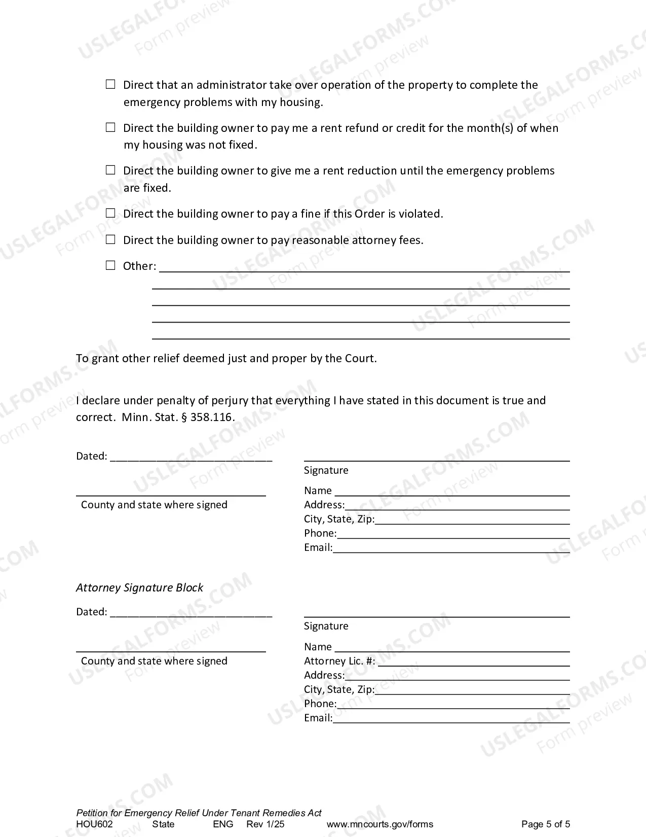 Preview Petition For Emergency Relief Under Tenant Remedies Act