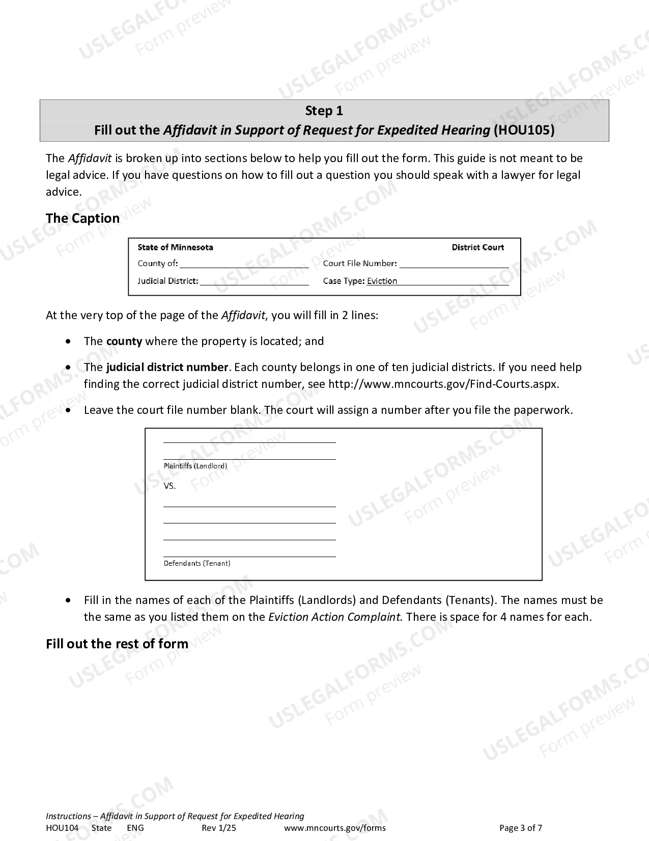 Preview Instructions - Affidavit in Support of Request for Expedited Hearing