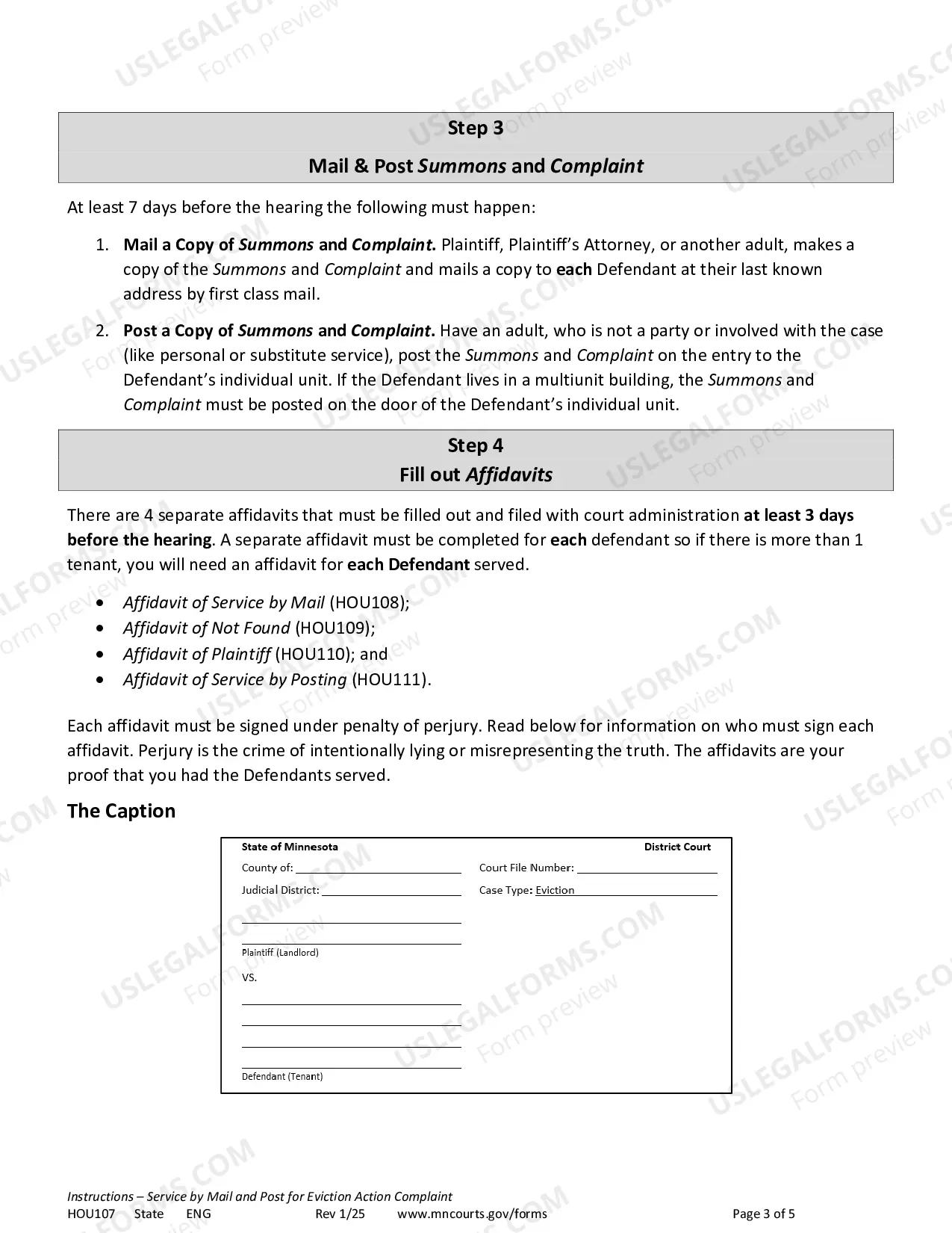 Preview Instructions - Service by Mail and Post