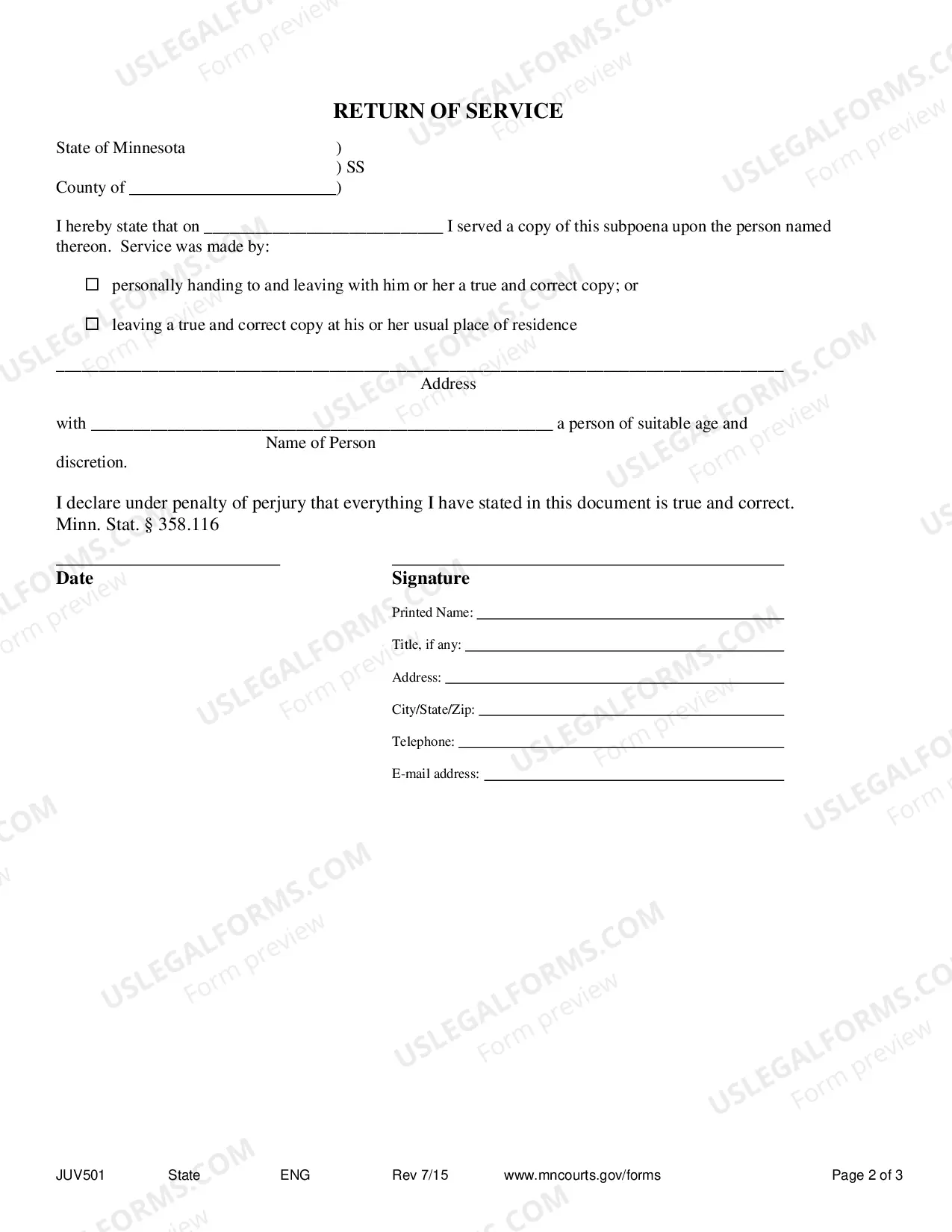Preview Juvenile Subpoena