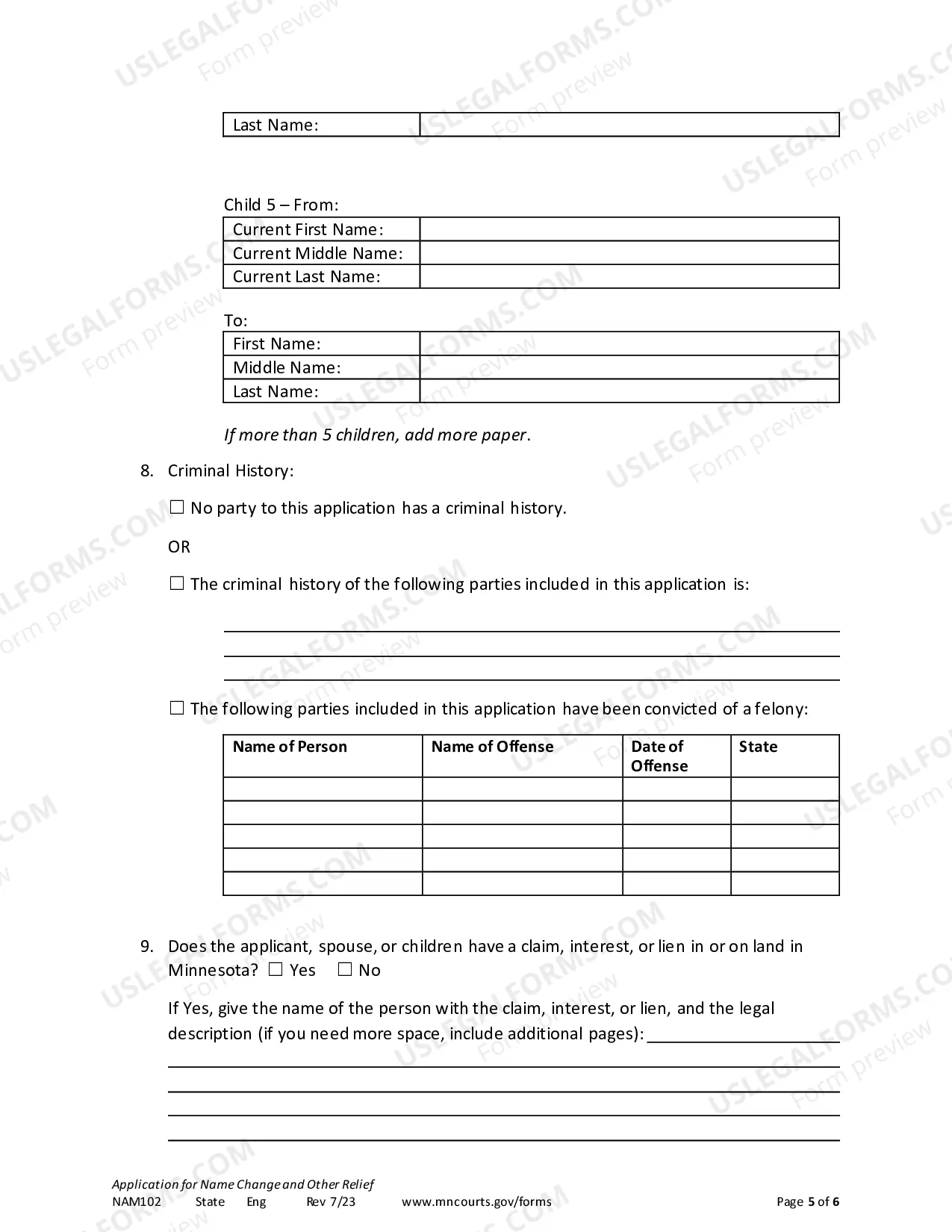 Preview Application For Name Change