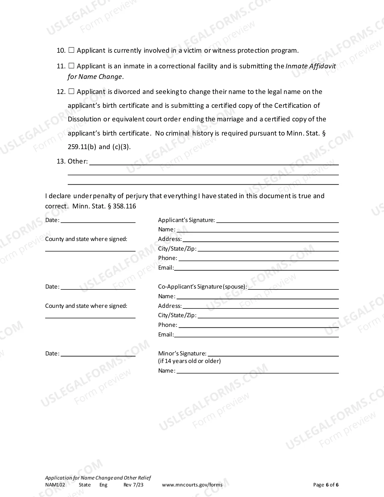 Preview Application For Name Change