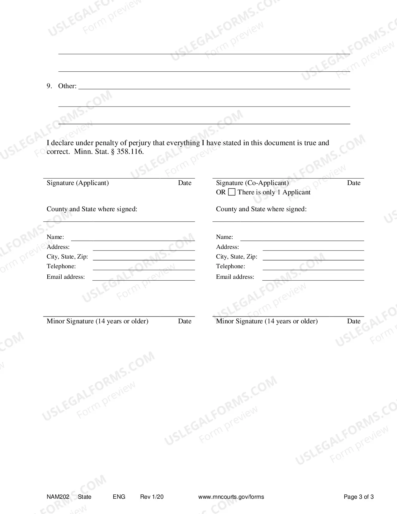 Preview Application For Name Change of Minor