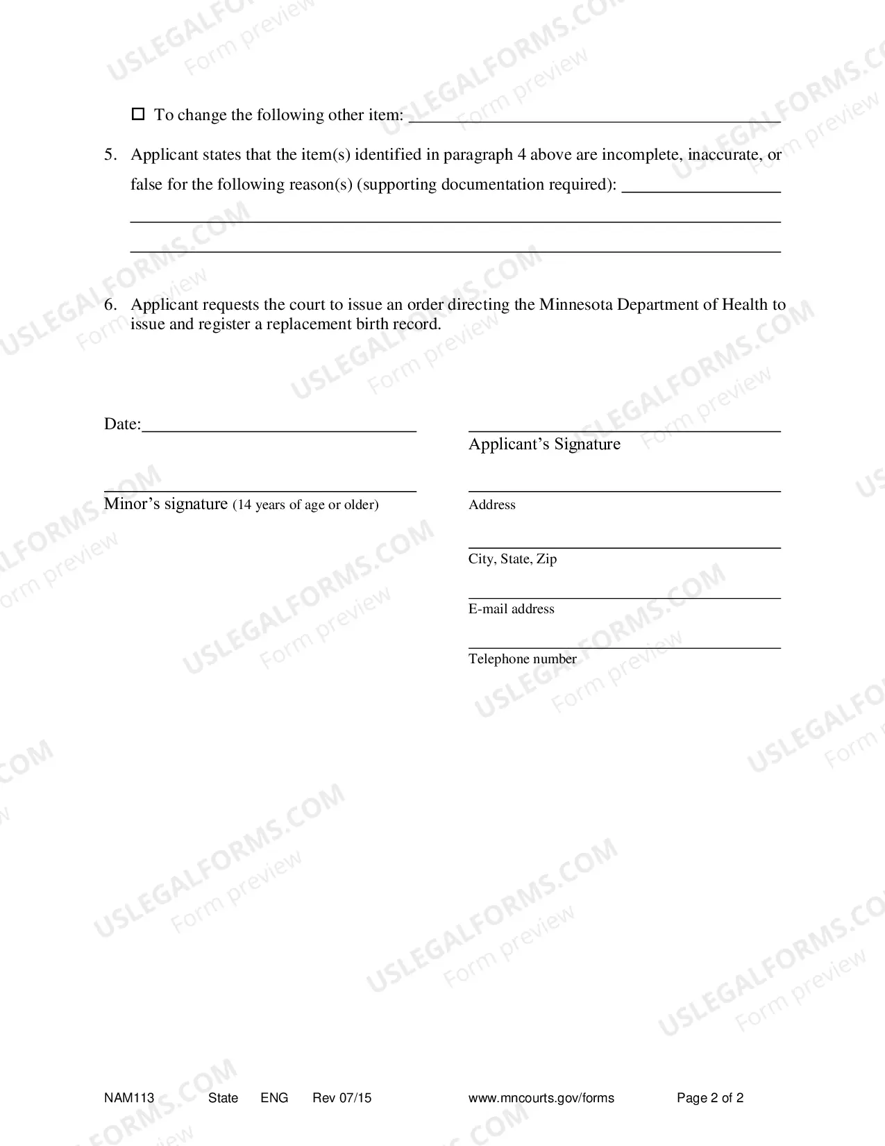 Preview Motion To Replace Birth Record