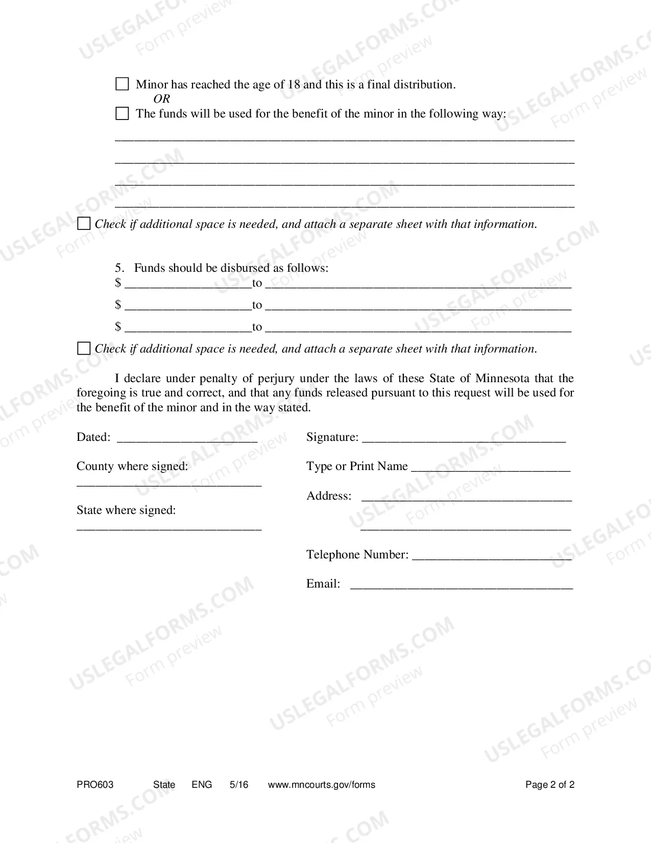 Preview Petition for Release of Funds