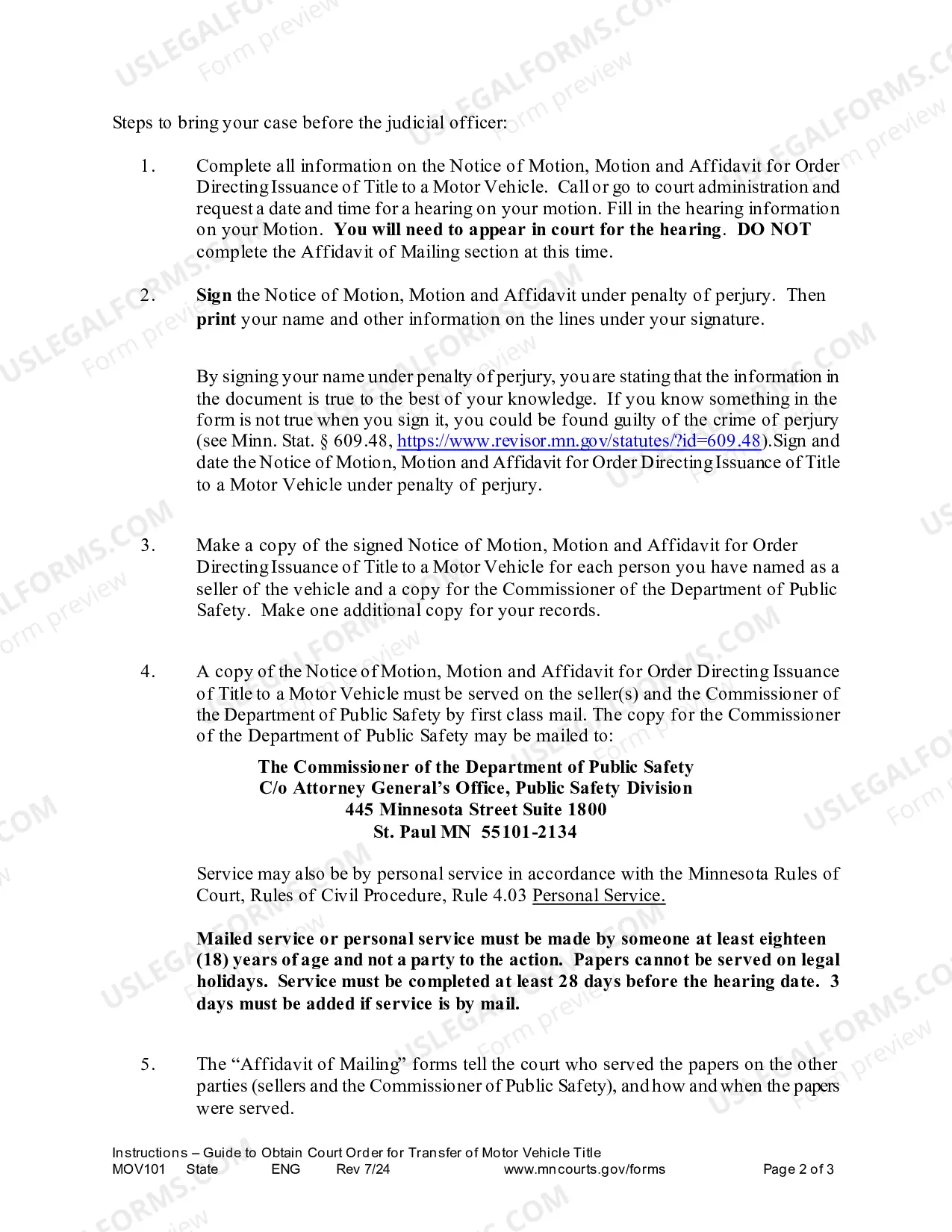 Preview Instructions - Guide to Obtain Court Order for Transfer of Motor Vehicle TitleStatewide