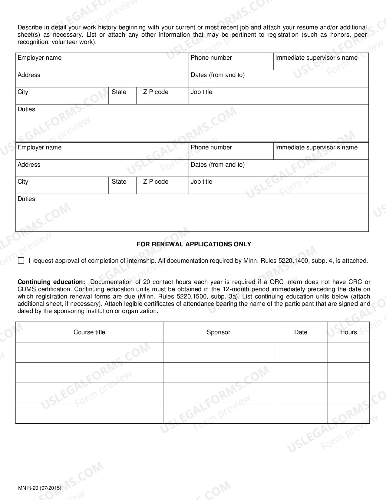 Preview Application For Approval and Registration - Rehabilitation Consultant Intern