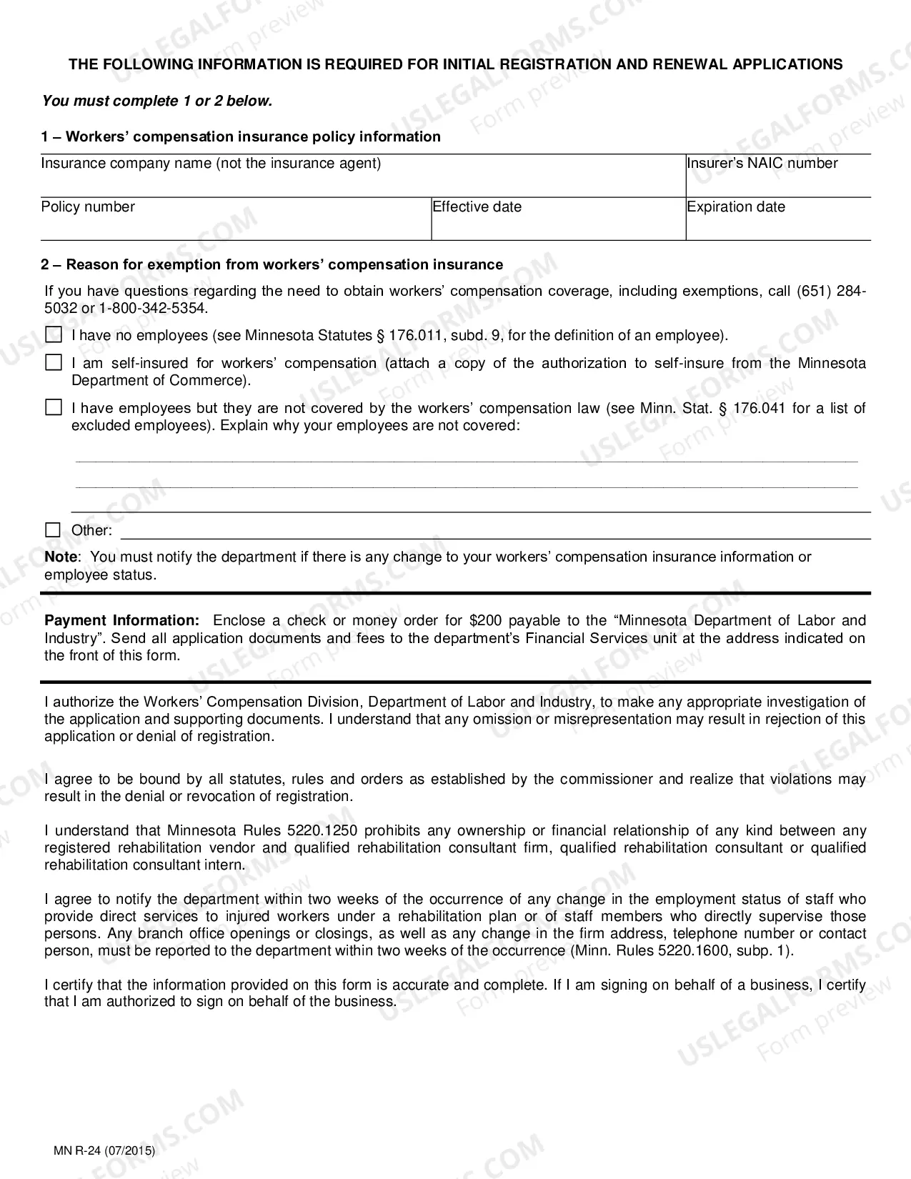 Preview Application For Registration or Renewal As Organization Approved For Employment of Qualified Rehabilitation Consultant or Independent