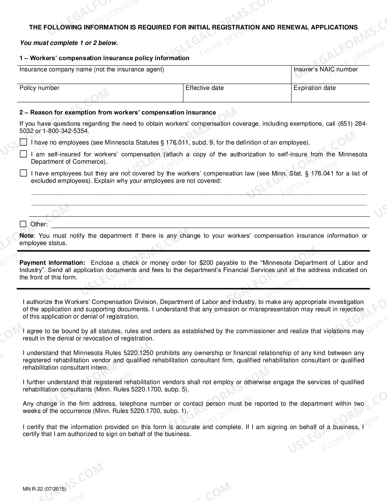Preview Application For Registration or Renewal of Registration As Registered Rehabilitation Vendor