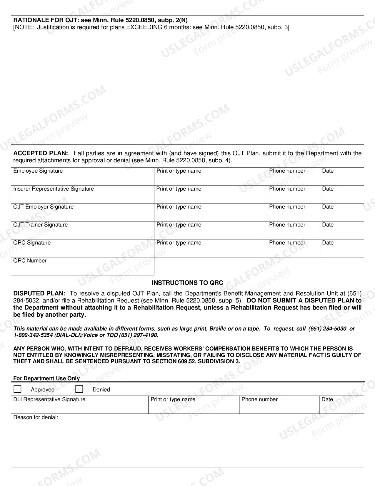 Preview On The Job Training Plan
