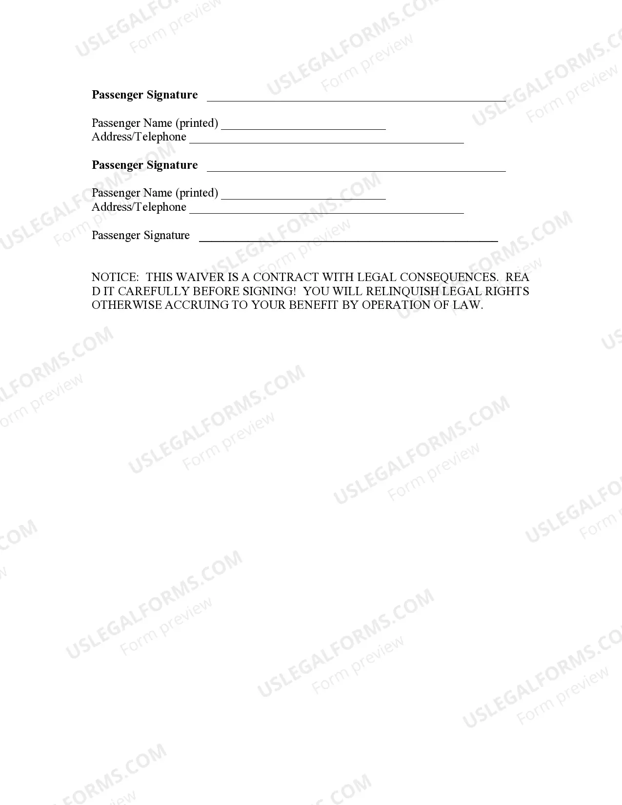 Preview Alternative Transportation Liability Waiver
