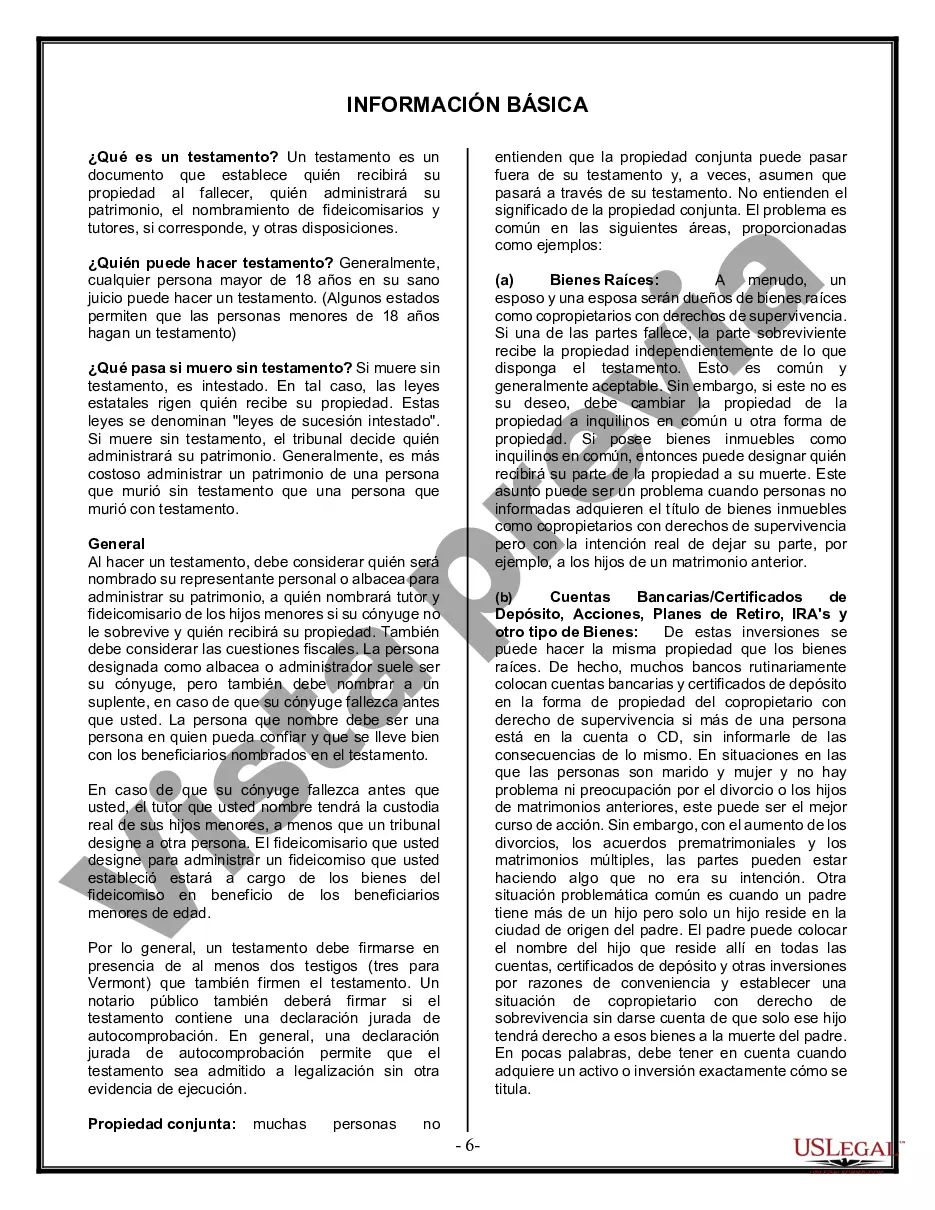 Preview Última voluntad y testamento legal para persona casada con hijos menores de edad de un matrimonio anterior